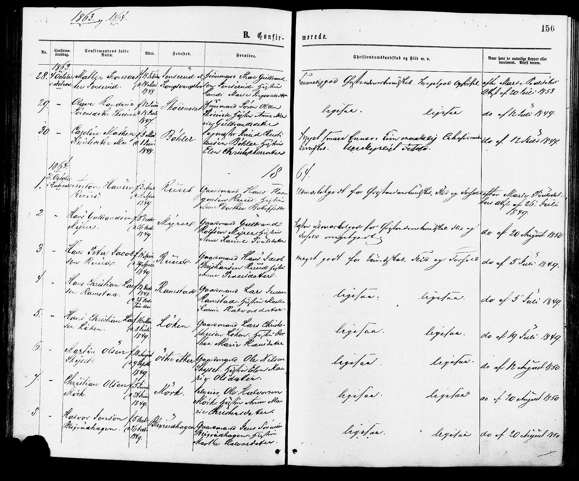 Nittedal prestekontor Kirkebøker, AV/SAO-A-10365a/F/Fa/L0006: Parish register (official) no. I 6, 1863-1878, p. 156