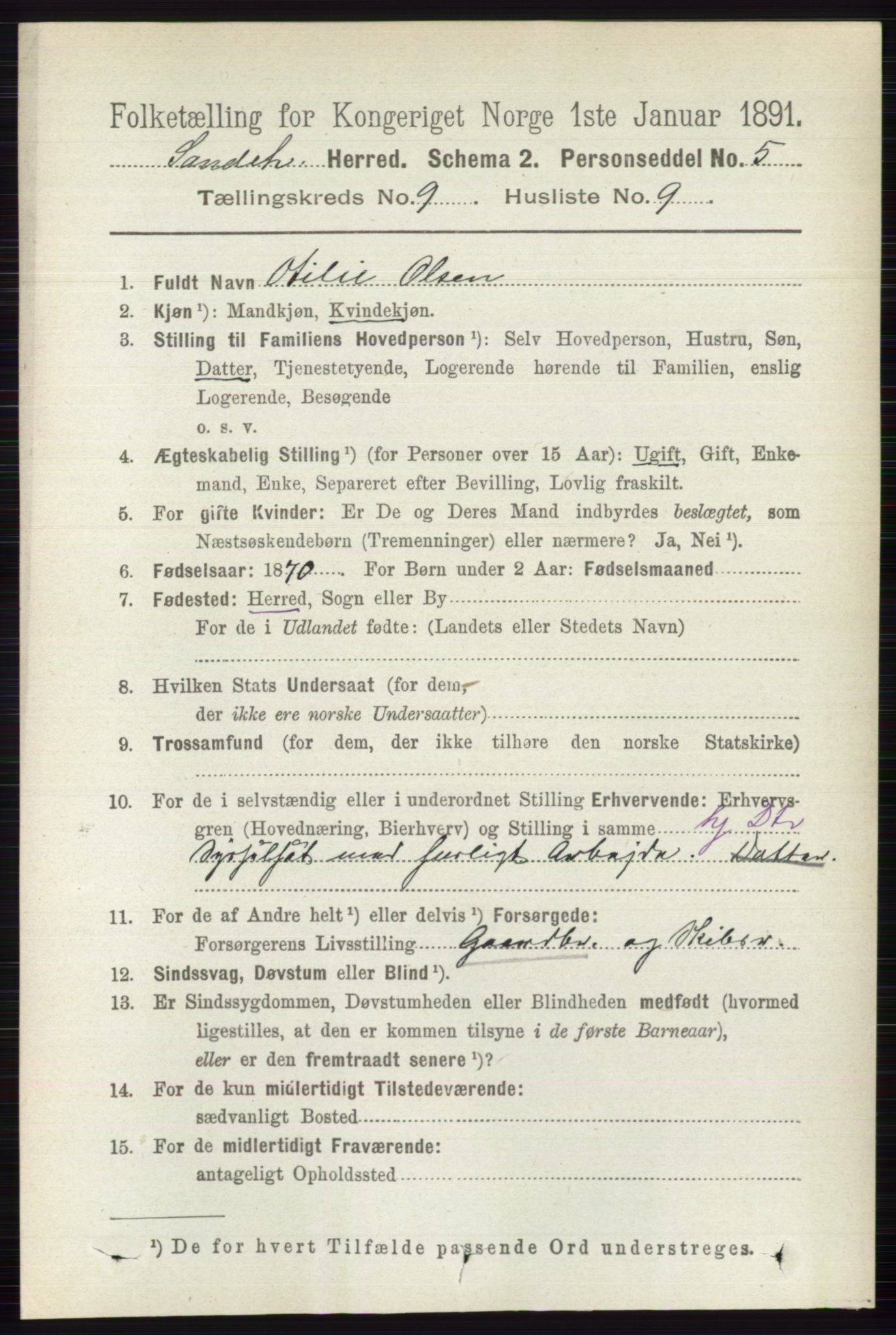 RA, 1891 census for 0724 Sandeherred, 1891, p. 5593