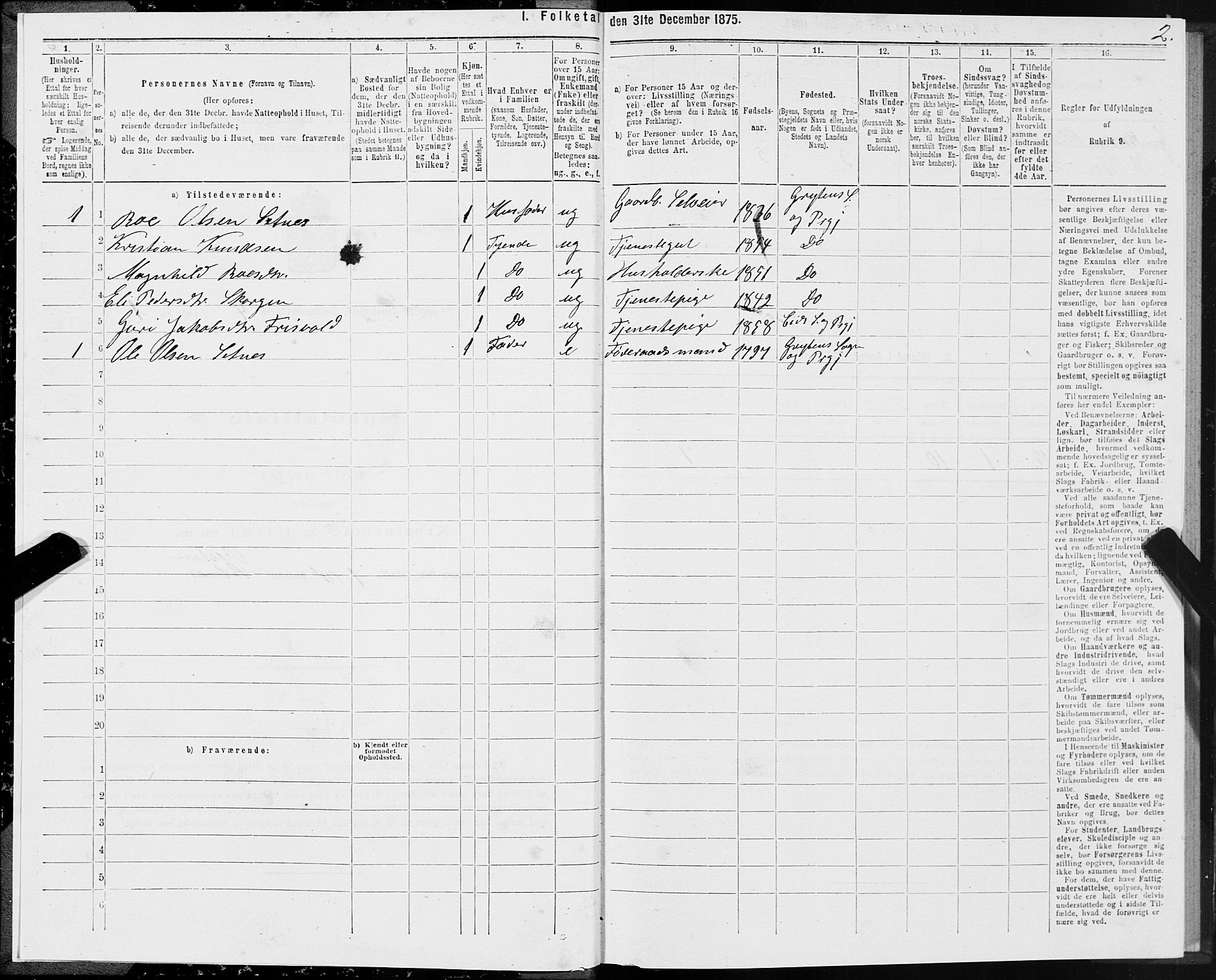 SAT, 1875 census for 1539P Grytten, 1875, p. 2002