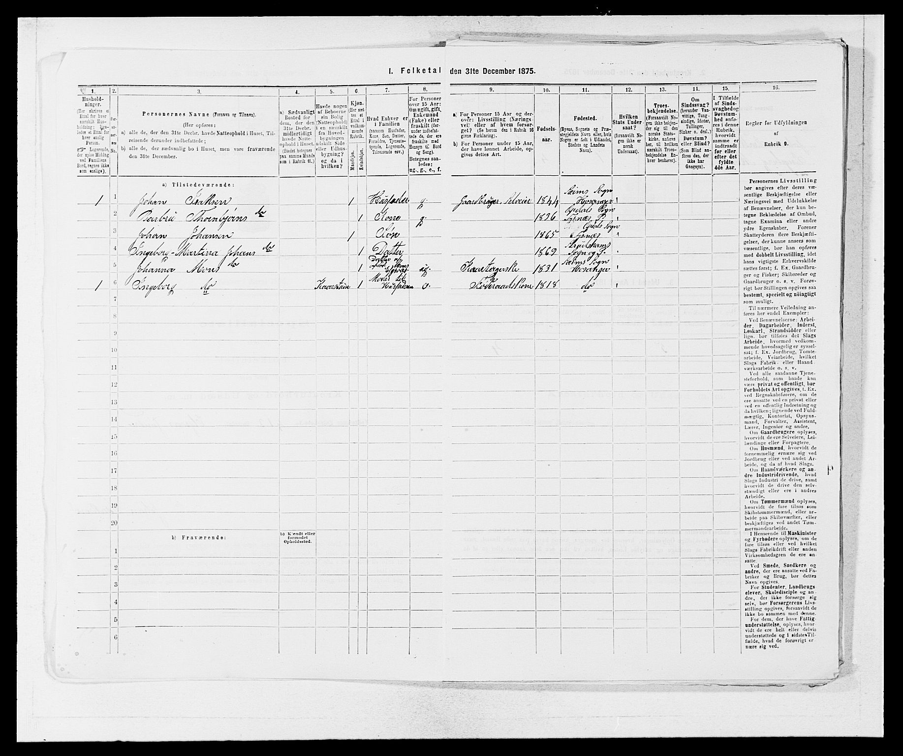 SAB, 1875 census for 1253P Hosanger, 1875, p. 1061