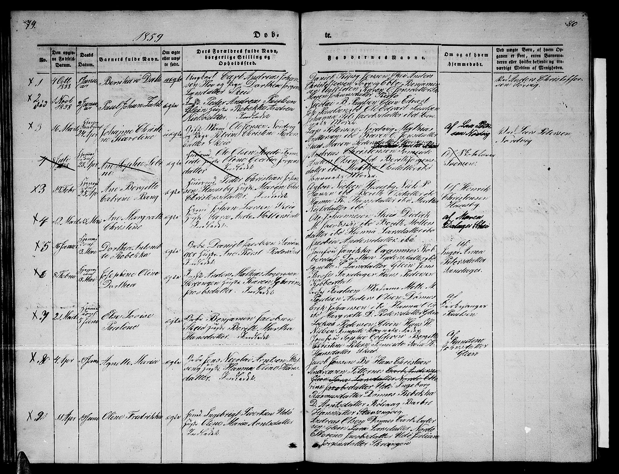 Ministerialprotokoller, klokkerbøker og fødselsregistre - Nordland, SAT/A-1459/835/L0530: Parish register (copy) no. 835C02, 1842-1865, p. 79-80