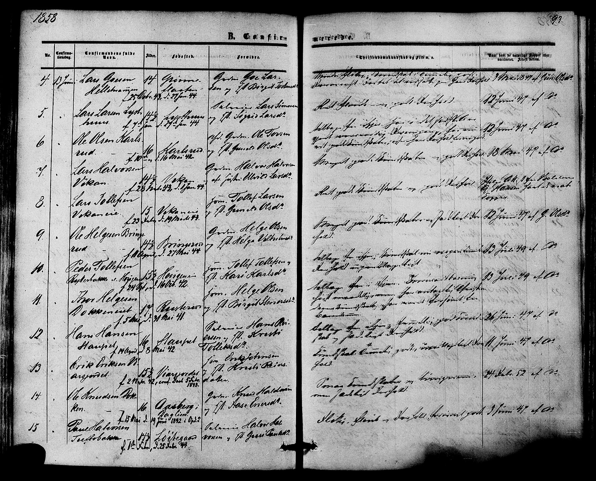 Nore kirkebøker, AV/SAKO-A-238/F/Fa/L0003: Parish register (official) no. I 3, 1858-1866, p. 93