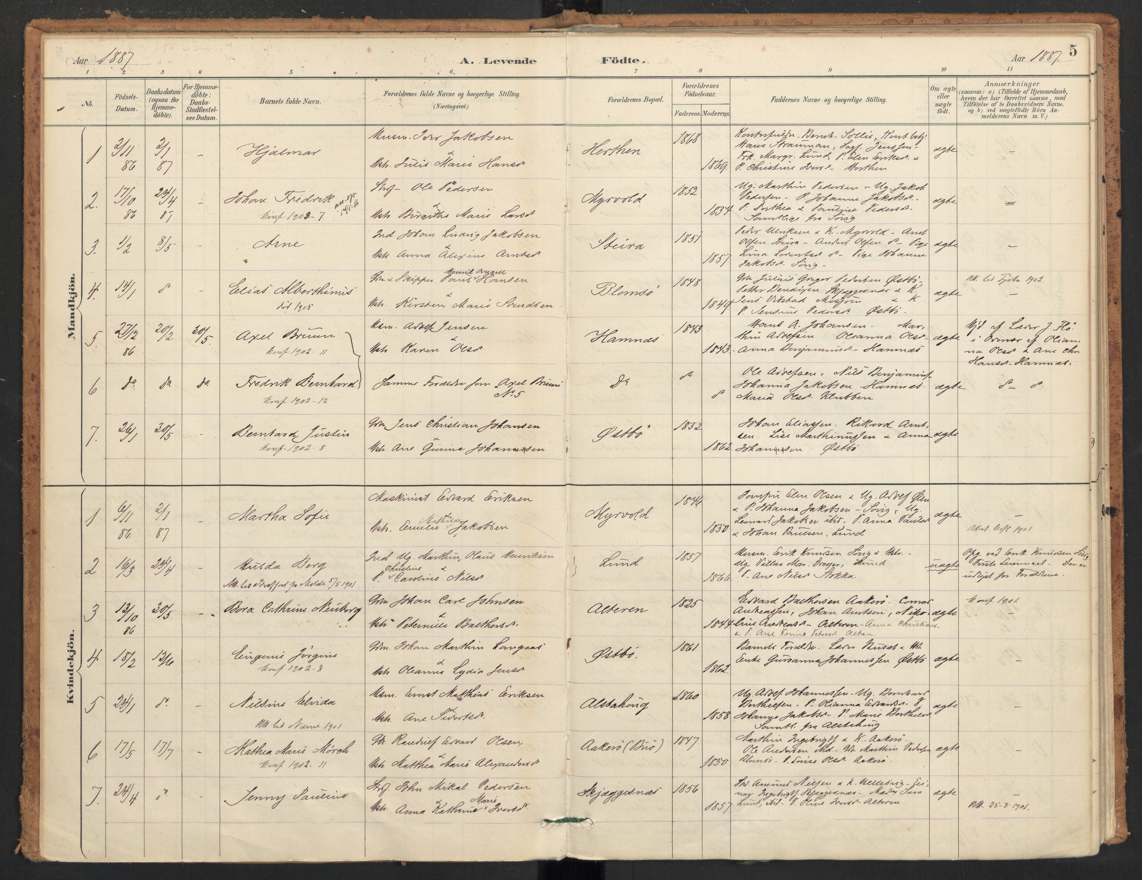 Ministerialprotokoller, klokkerbøker og fødselsregistre - Nordland, AV/SAT-A-1459/830/L0453: Parish register (official) no. 830A17, 1886-1911, p. 5