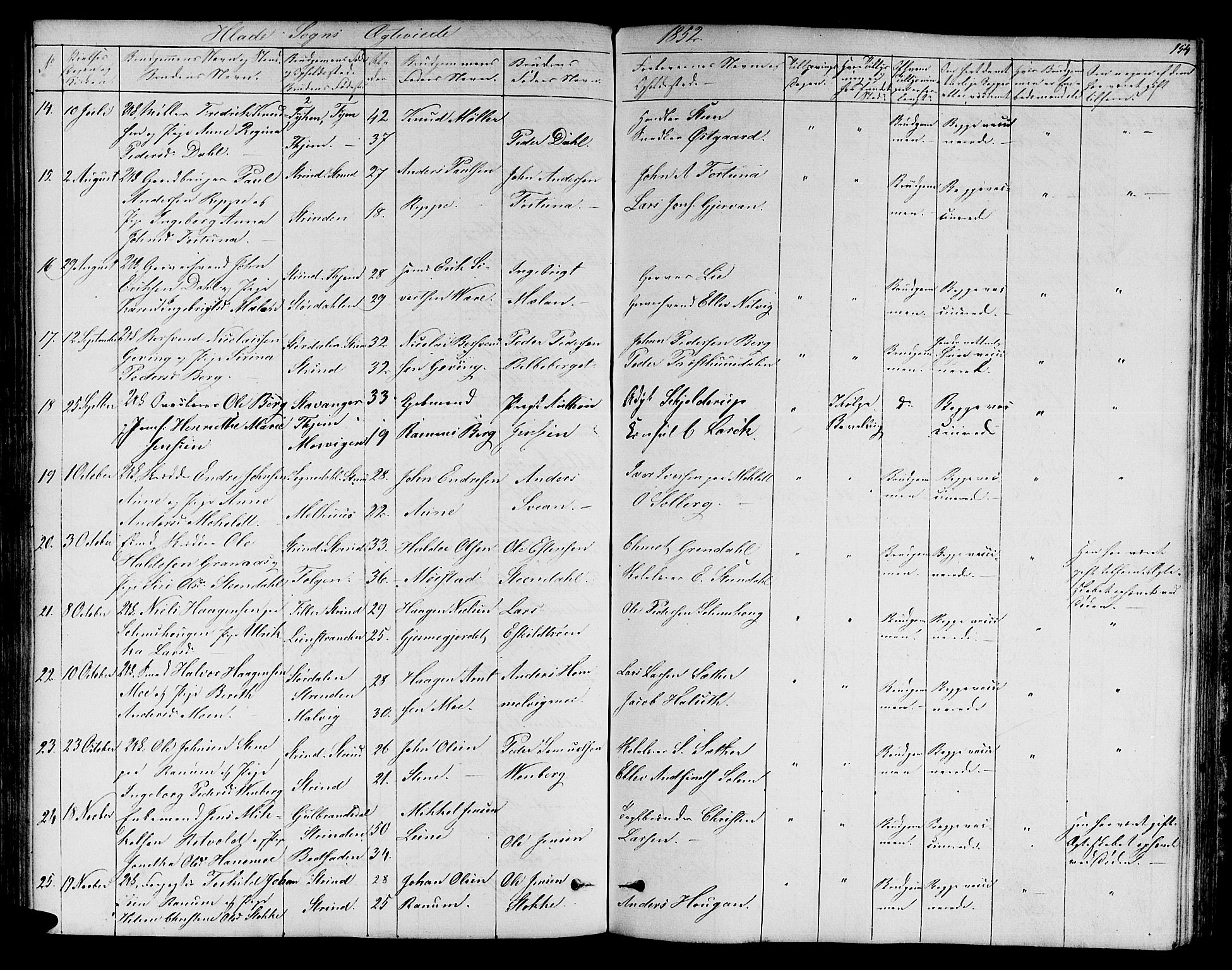 Ministerialprotokoller, klokkerbøker og fødselsregistre - Sør-Trøndelag, SAT/A-1456/606/L0310: Parish register (copy) no. 606C06, 1850-1859, p. 154