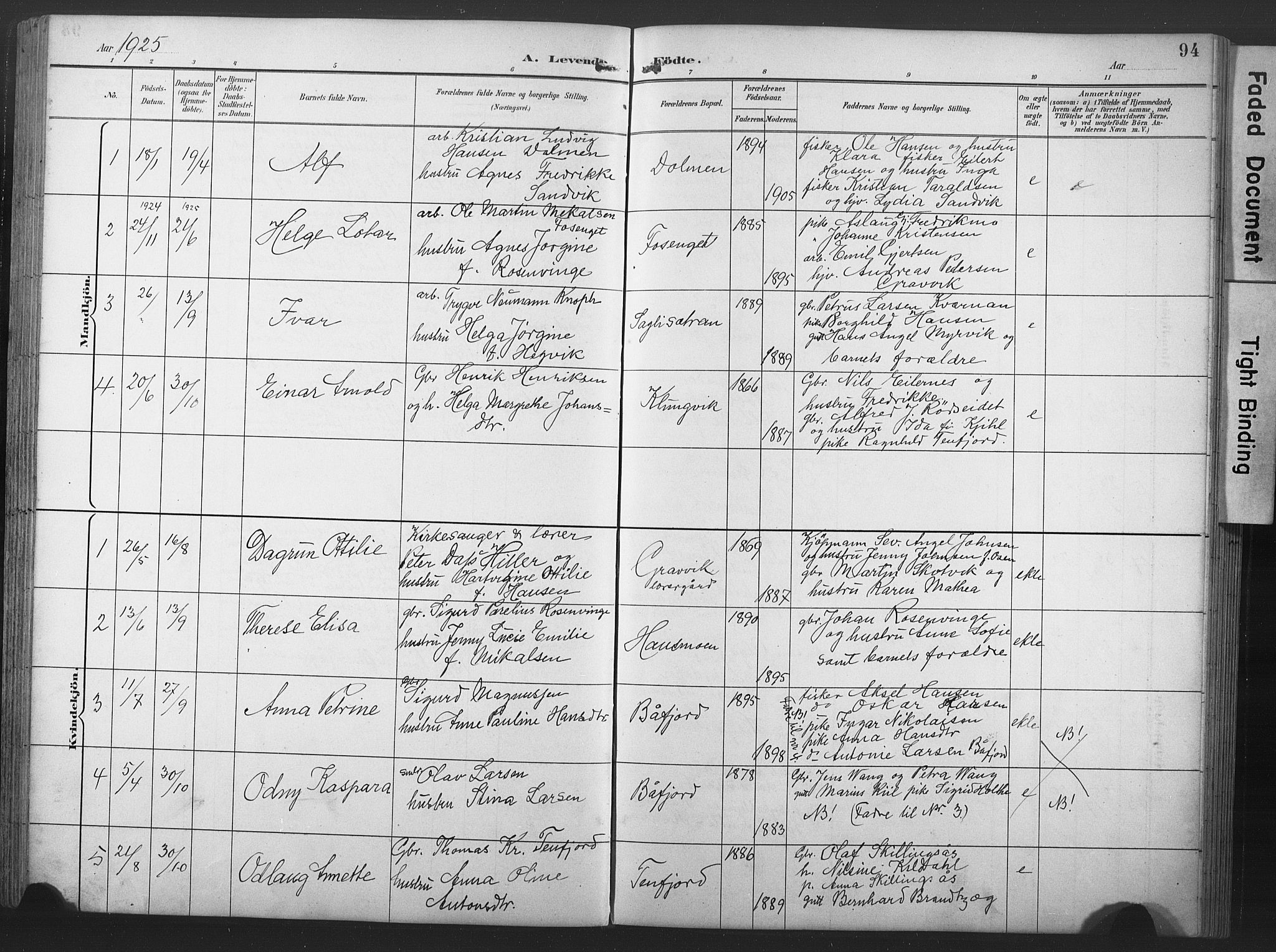 Ministerialprotokoller, klokkerbøker og fødselsregistre - Nord-Trøndelag, SAT/A-1458/789/L0706: Parish register (copy) no. 789C01, 1888-1931, p. 94