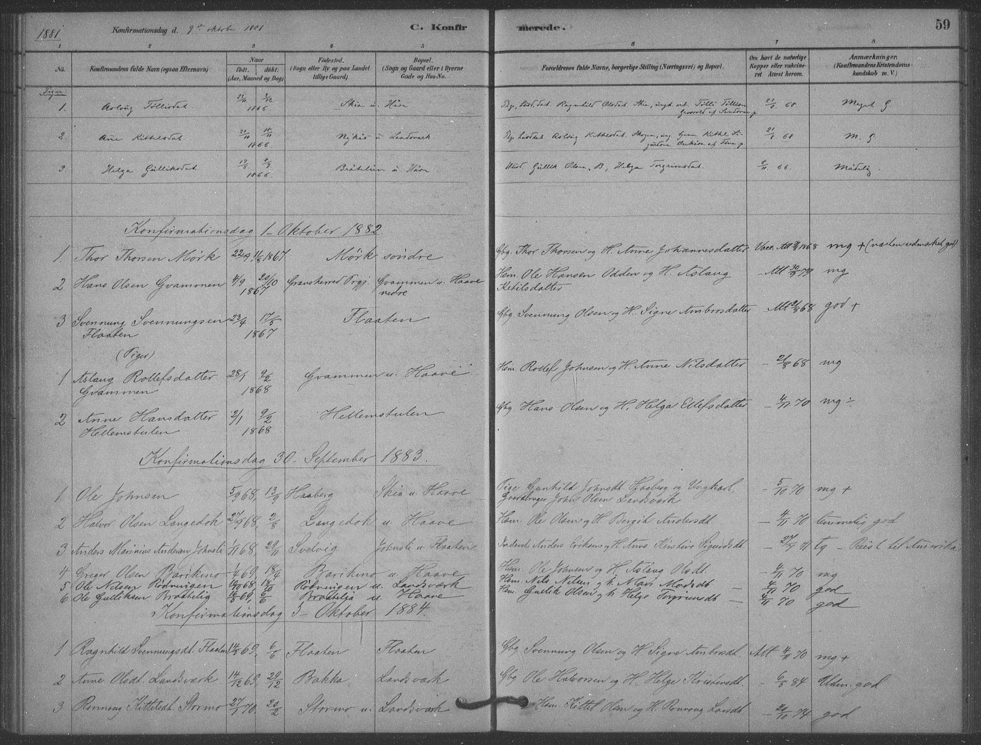 Heddal kirkebøker, SAKO/A-268/F/Fb/L0002: Parish register (official) no. II 2, 1878-1913, p. 59