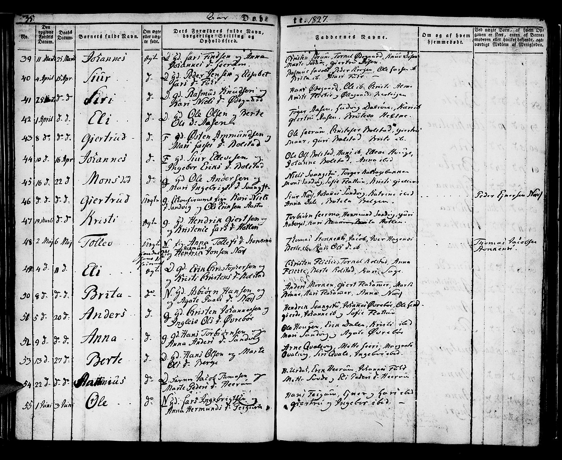 Luster sokneprestembete, AV/SAB-A-81101/H/Haa/Haaa/L0004: Parish register (official) no. A 4, 1821-1832, p. 35