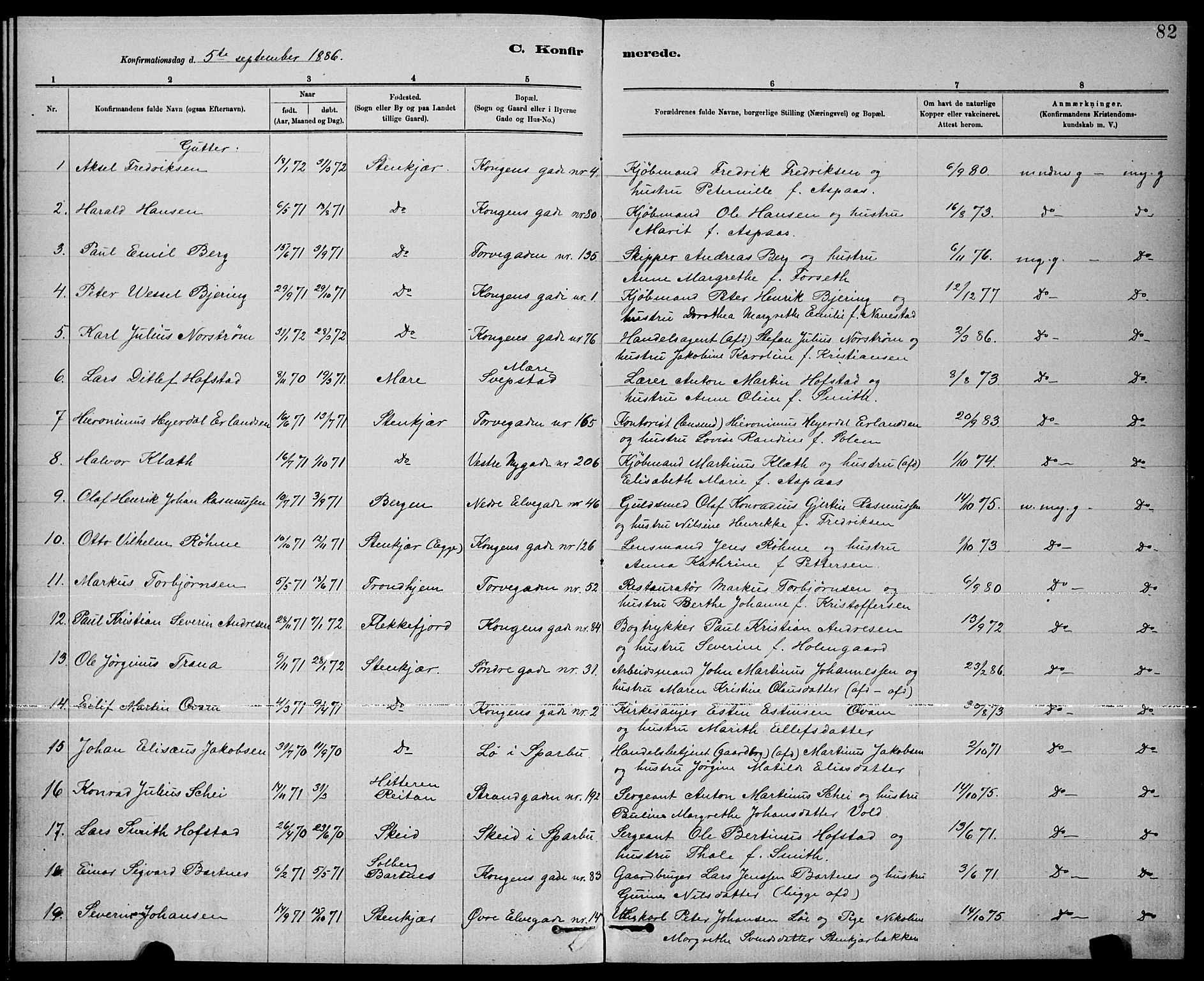 Ministerialprotokoller, klokkerbøker og fødselsregistre - Nord-Trøndelag, SAT/A-1458/739/L0374: Parish register (copy) no. 739C02, 1883-1898, p. 82