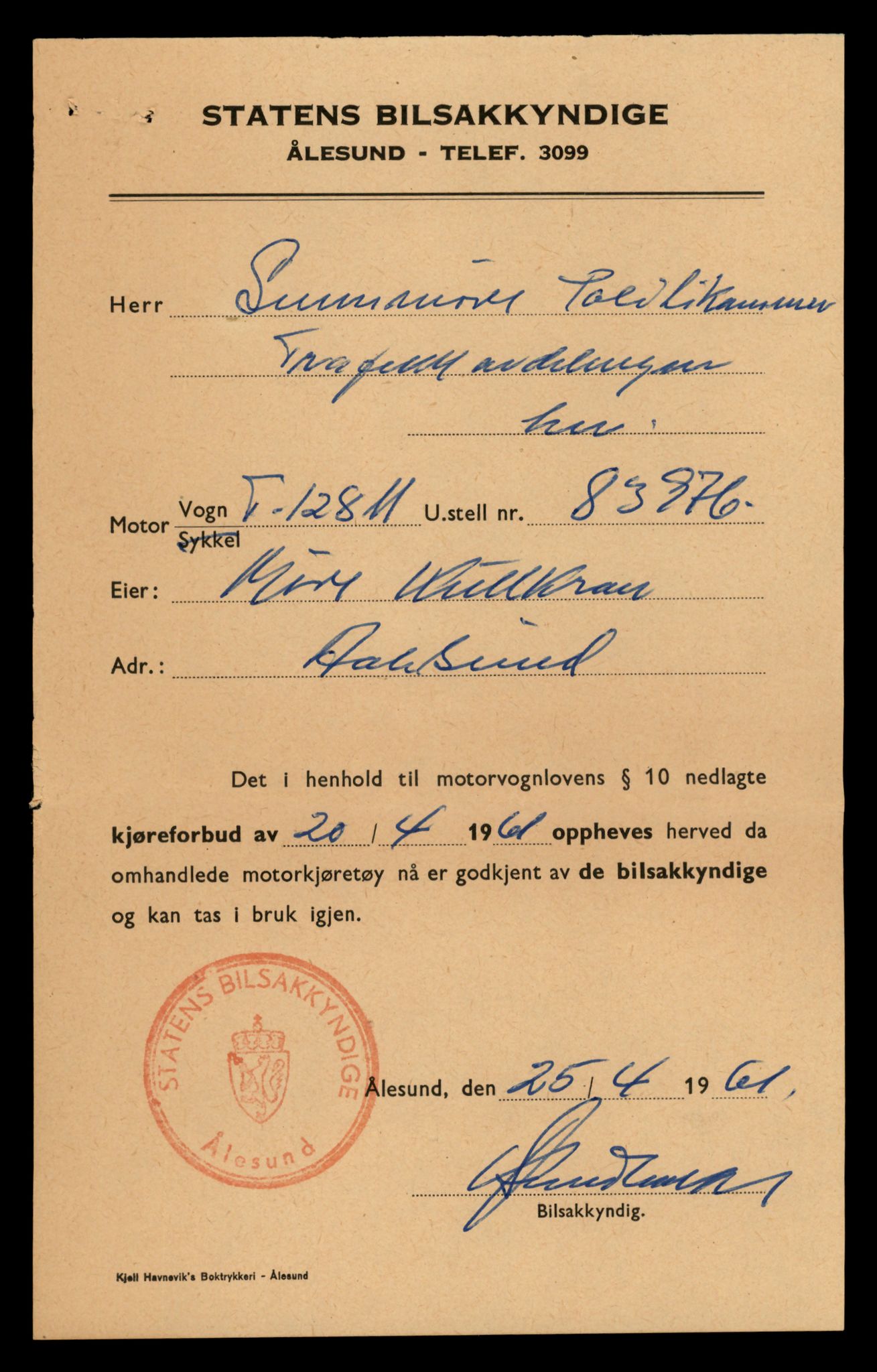 Møre og Romsdal vegkontor - Ålesund trafikkstasjon, AV/SAT-A-4099/F/Fe/L0035: Registreringskort for kjøretøy T 12653 - T 12829, 1927-1998, p. 3024