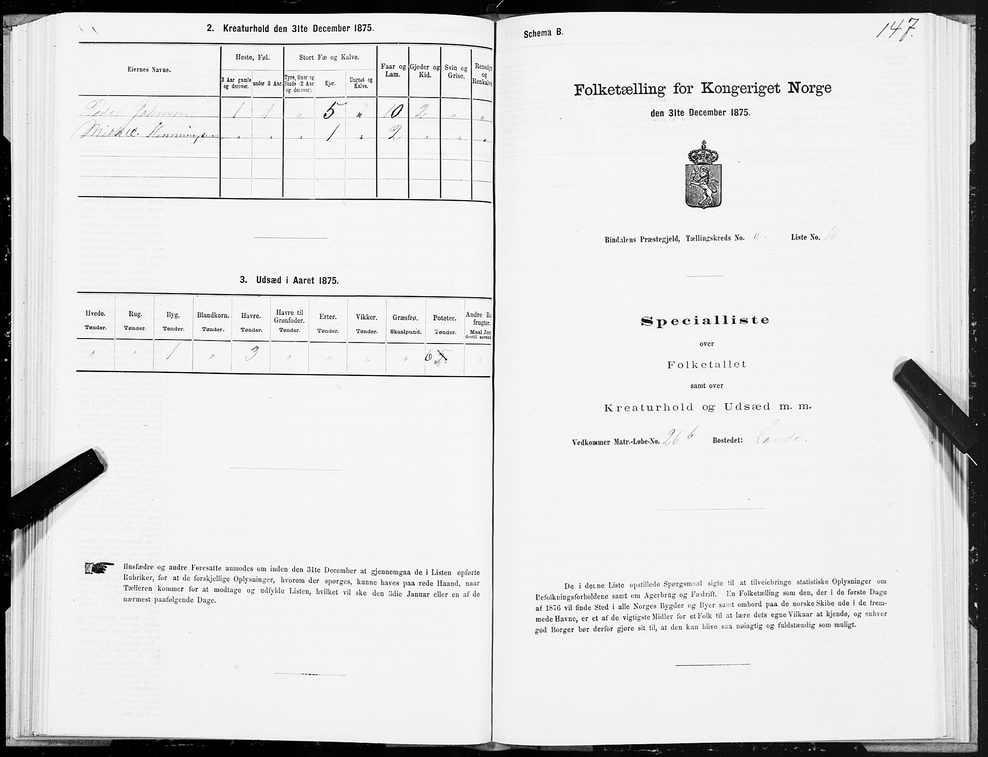 SAT, 1875 census for 1811P Bindal, 1875, p. 2147