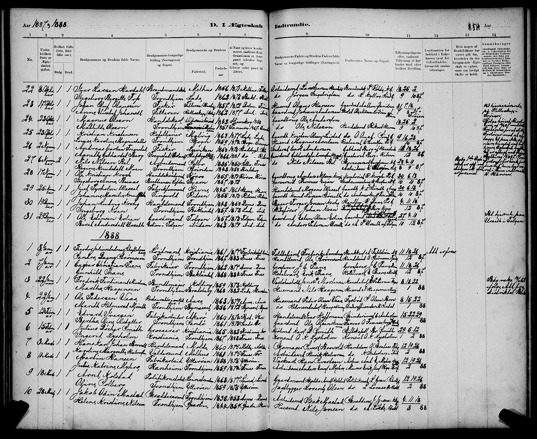 Ministerialprotokoller, klokkerbøker og fødselsregistre - Sør-Trøndelag, AV/SAT-A-1456/602/L0143: Parish register (copy) no. 602C11, 1878-1902