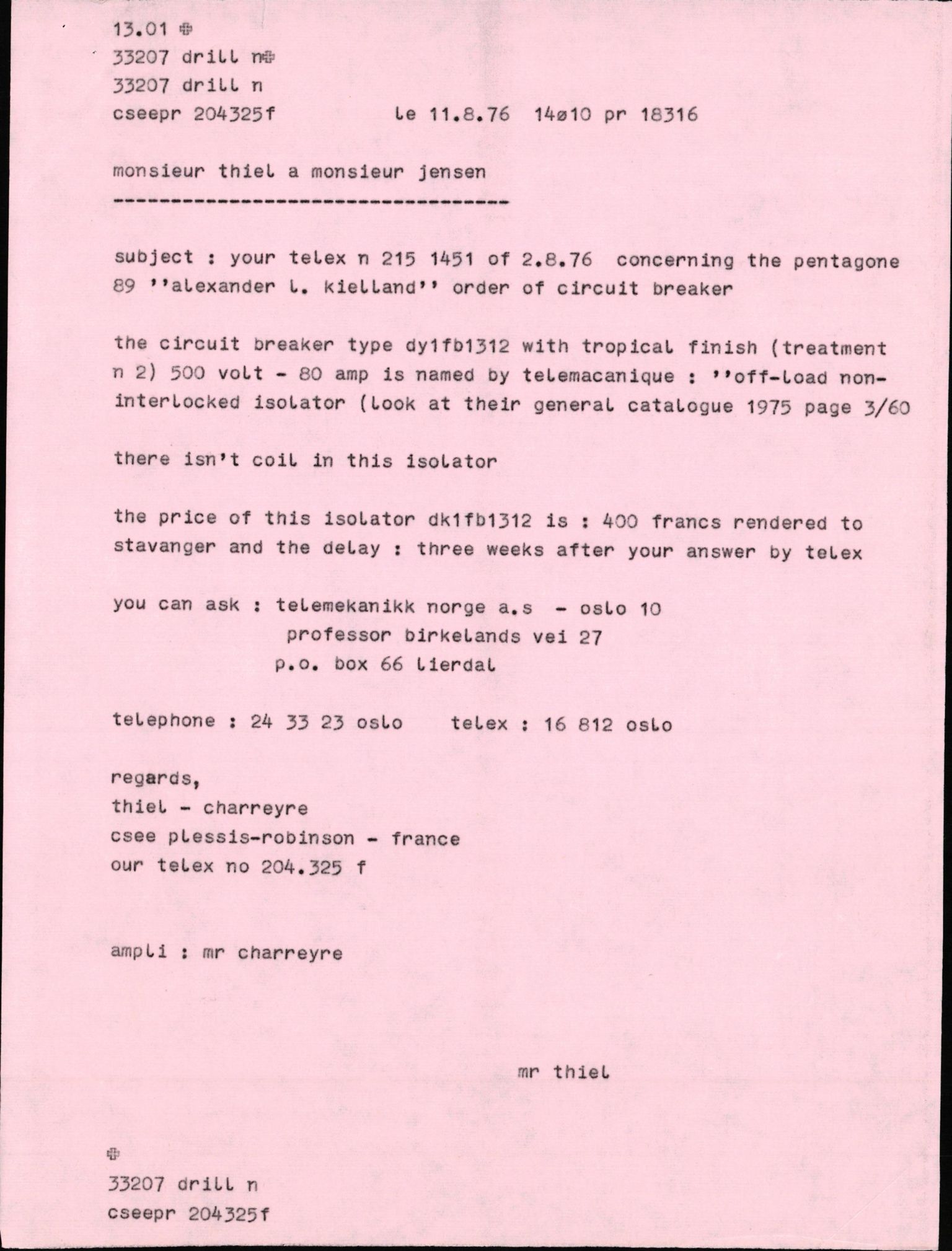 Pa 1503 - Stavanger Drilling AS, AV/SAST-A-101906/2/E/Eb/Eba/L0005: Sak og korrespondanse, 1976-1979