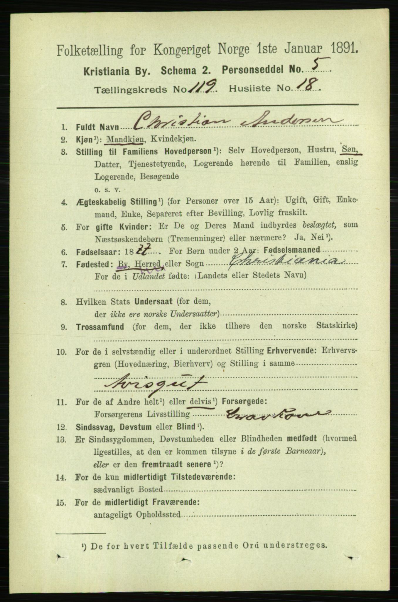 RA, 1891 census for 0301 Kristiania, 1891, p. 63895