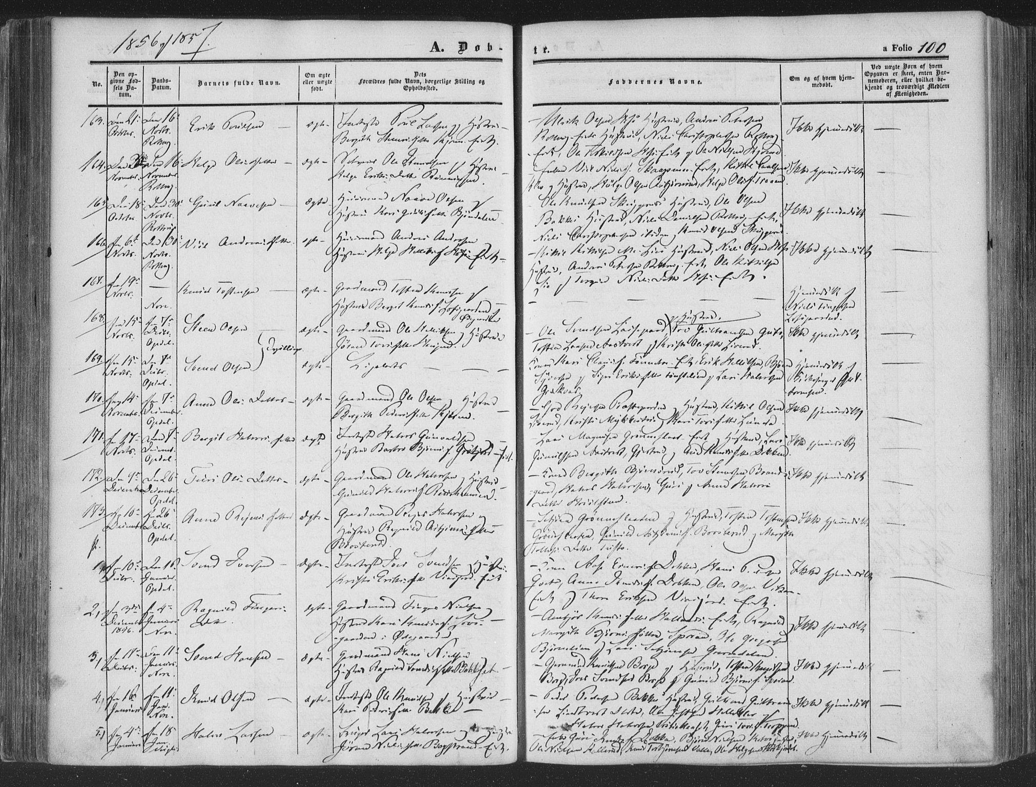 Rollag kirkebøker, AV/SAKO-A-240/F/Fa/L0008: Parish register (official) no. I 8, 1847-1860, p. 100