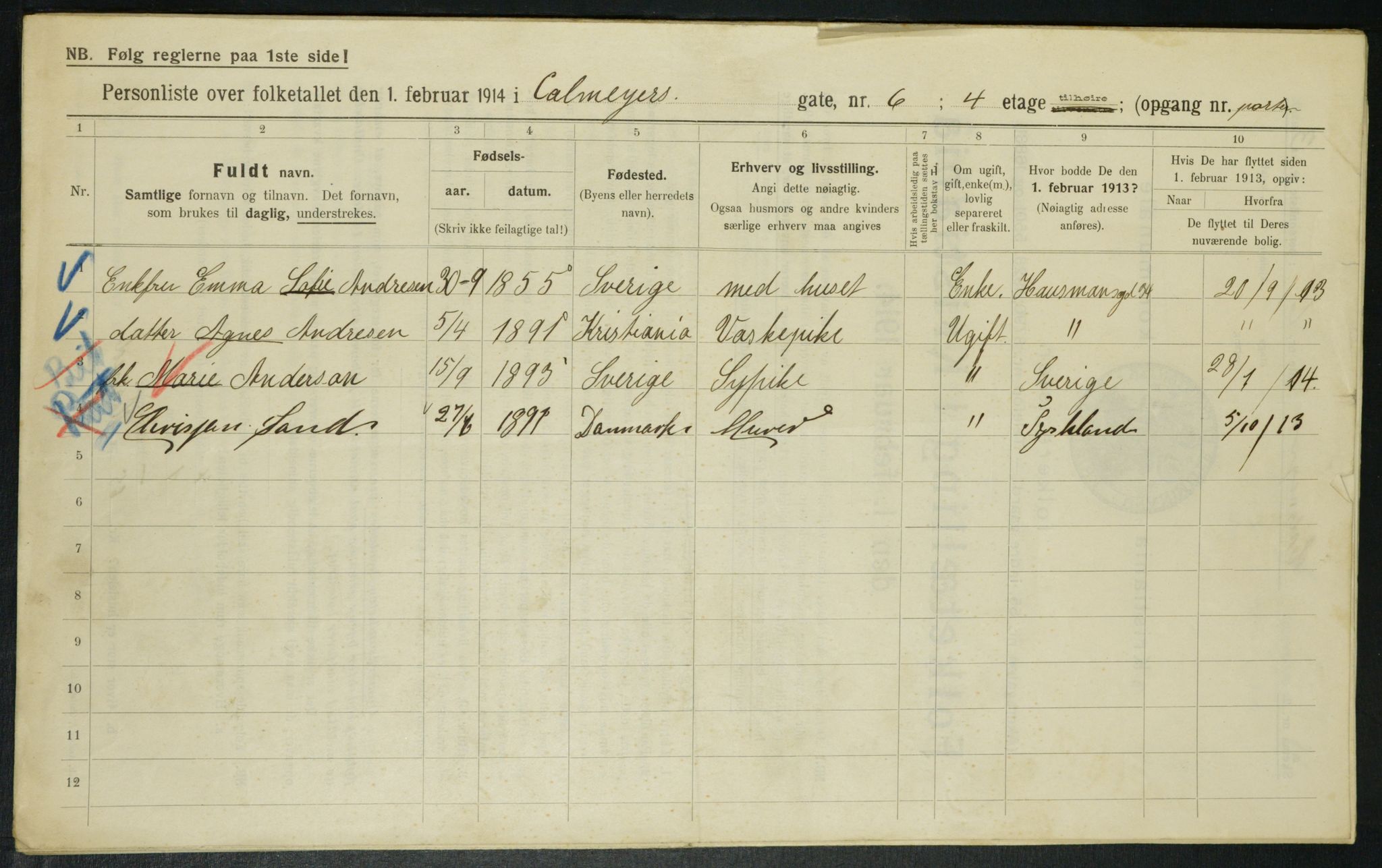 OBA, Municipal Census 1914 for Kristiania, 1914, p. 11534