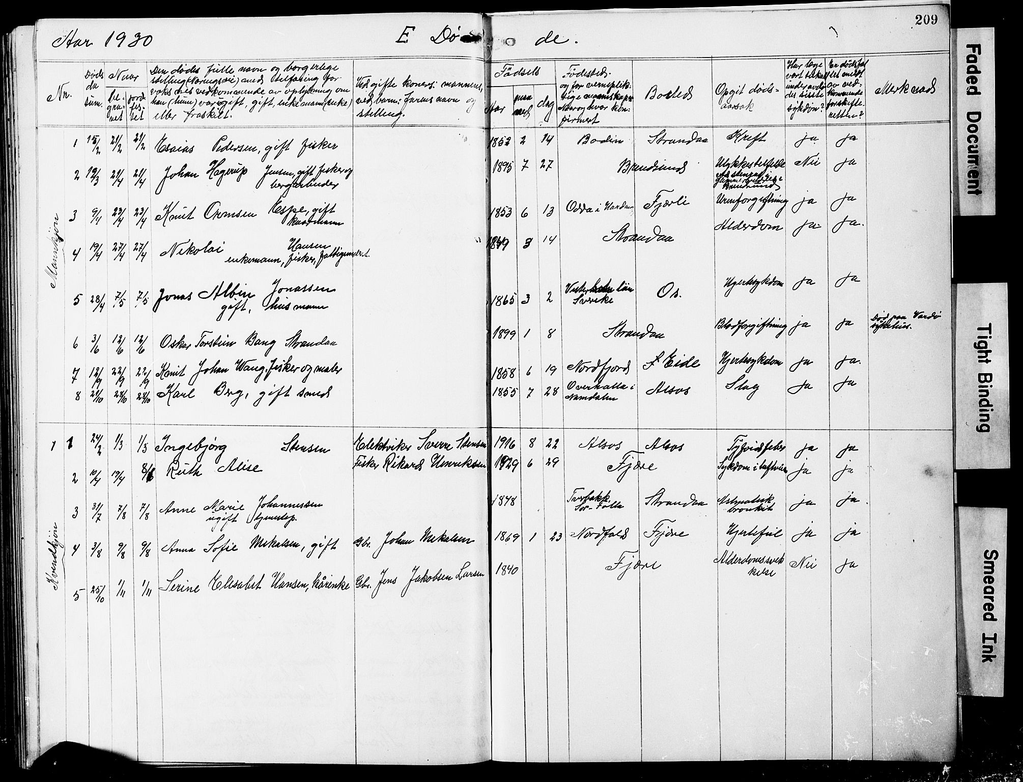 Ministerialprotokoller, klokkerbøker og fødselsregistre - Nordland, SAT/A-1459/803/L0077: Parish register (copy) no. 803C04, 1897-1930, p. 209