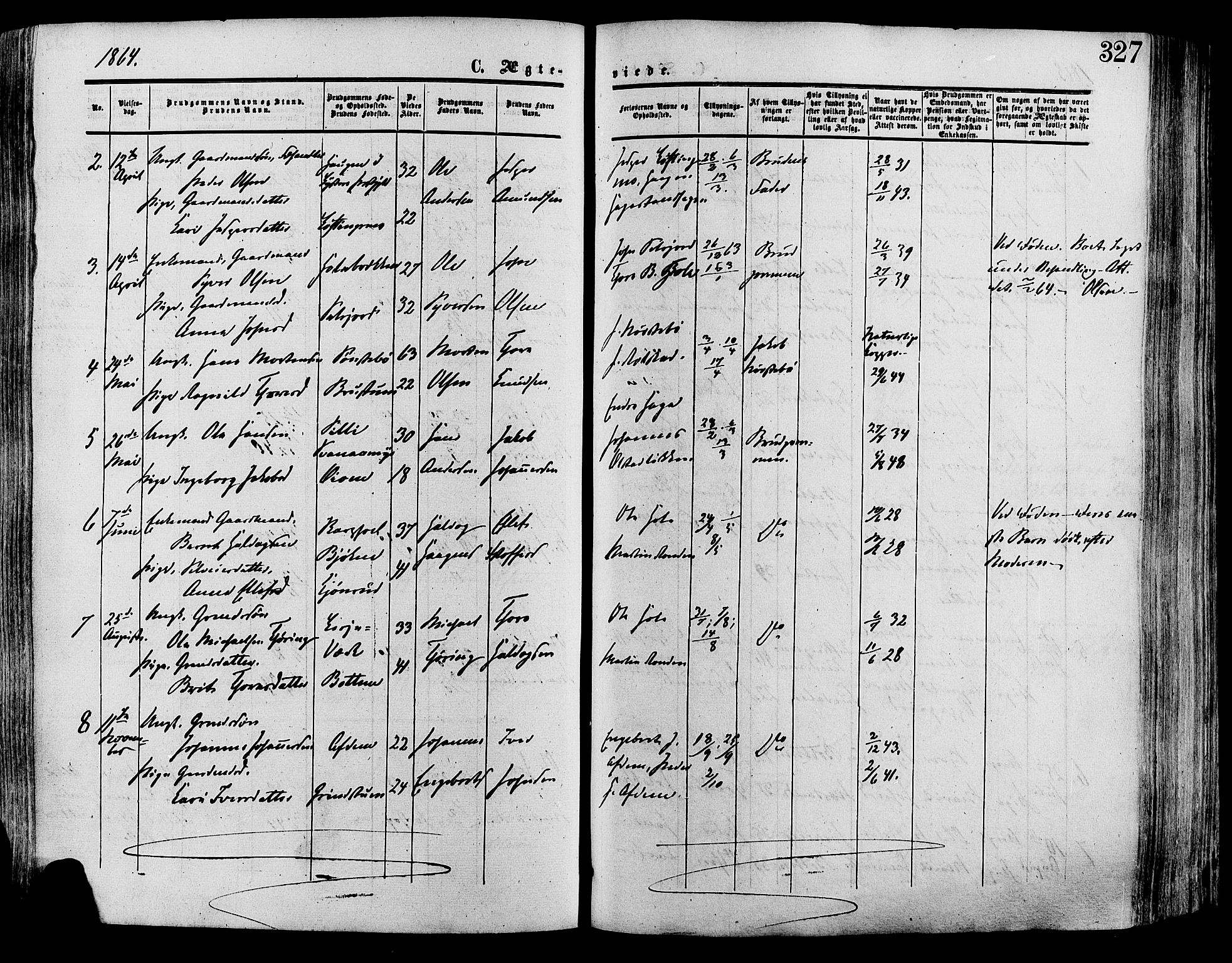 Lesja prestekontor, AV/SAH-PREST-068/H/Ha/Haa/L0008: Parish register (official) no. 8, 1854-1880, p. 327