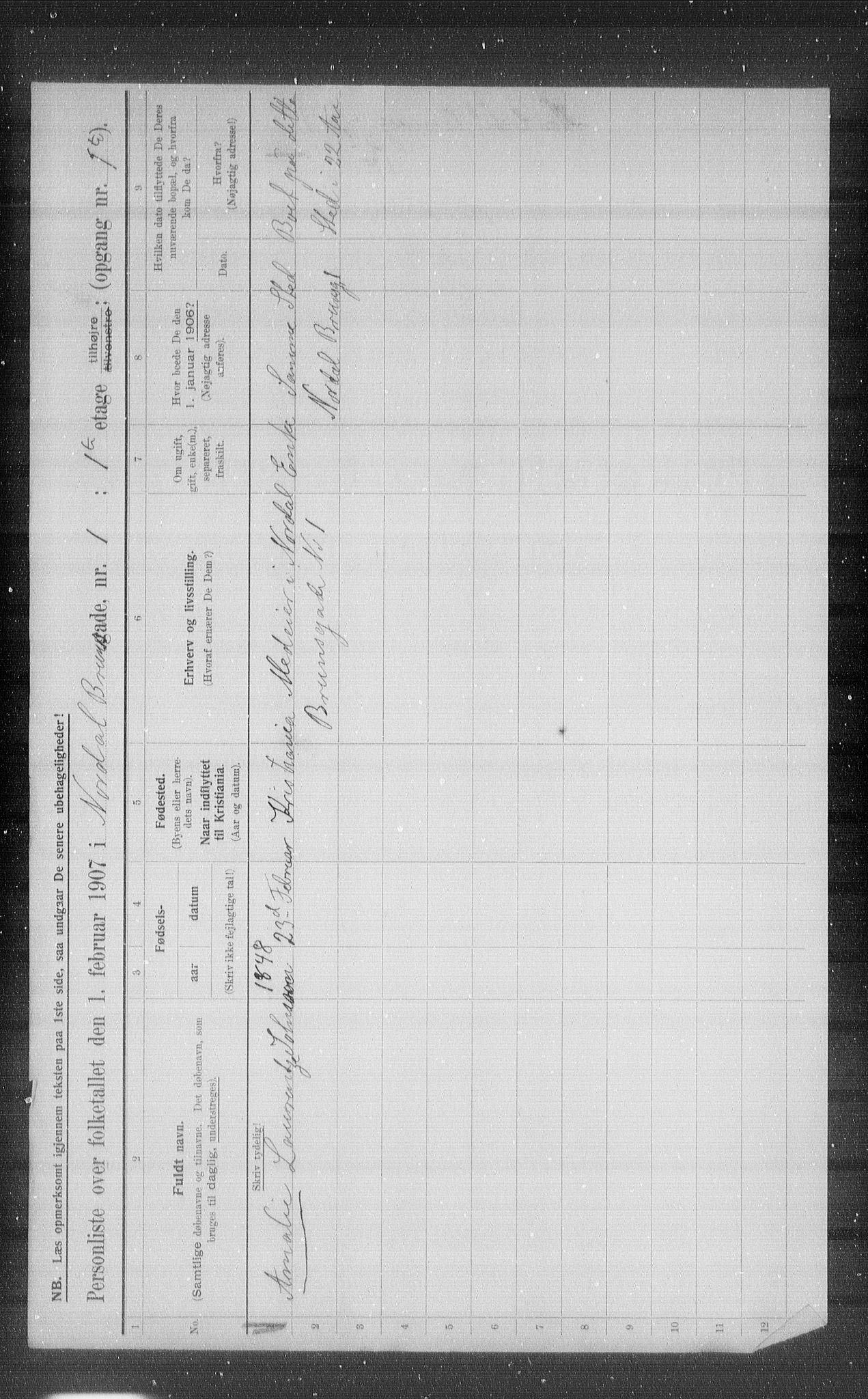 OBA, Municipal Census 1907 for Kristiania, 1907, p. 36964