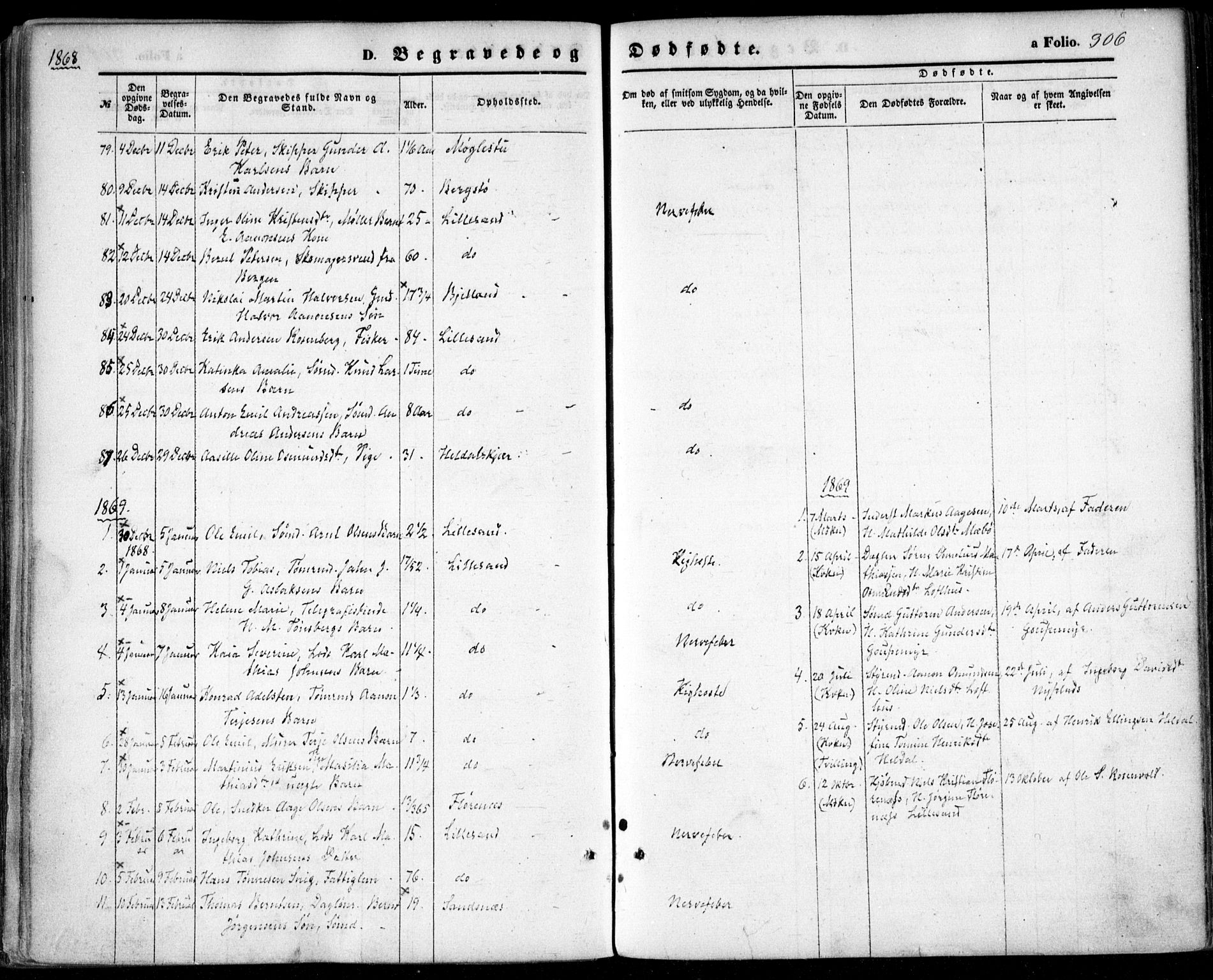 Vestre Moland sokneprestkontor, SAK/1111-0046/F/Fa/Fab/L0007: Parish register (official) no. A 7, 1859-1872, p. 306