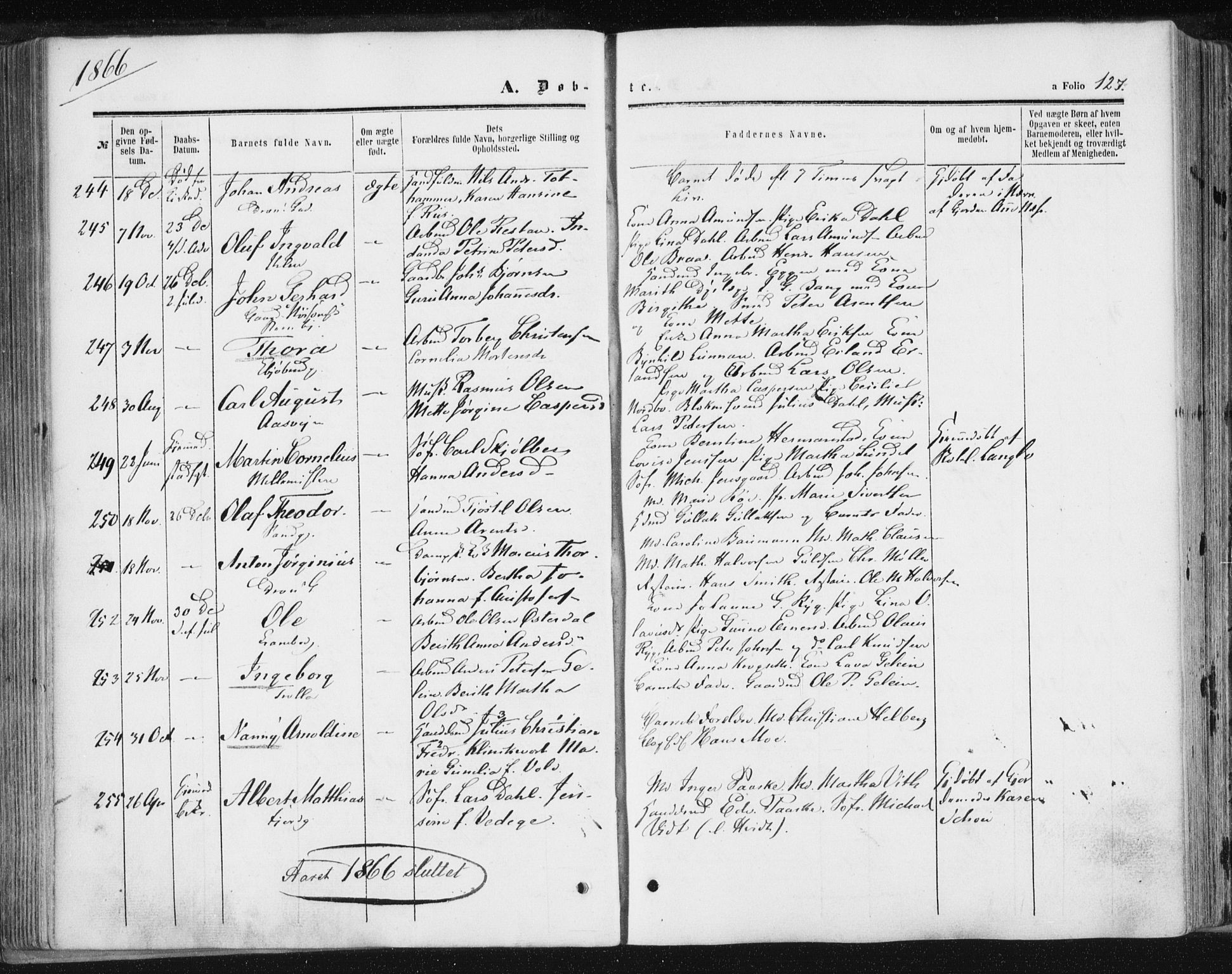 Ministerialprotokoller, klokkerbøker og fødselsregistre - Sør-Trøndelag, SAT/A-1456/602/L0115: Parish register (official) no. 602A13, 1860-1872, p. 127