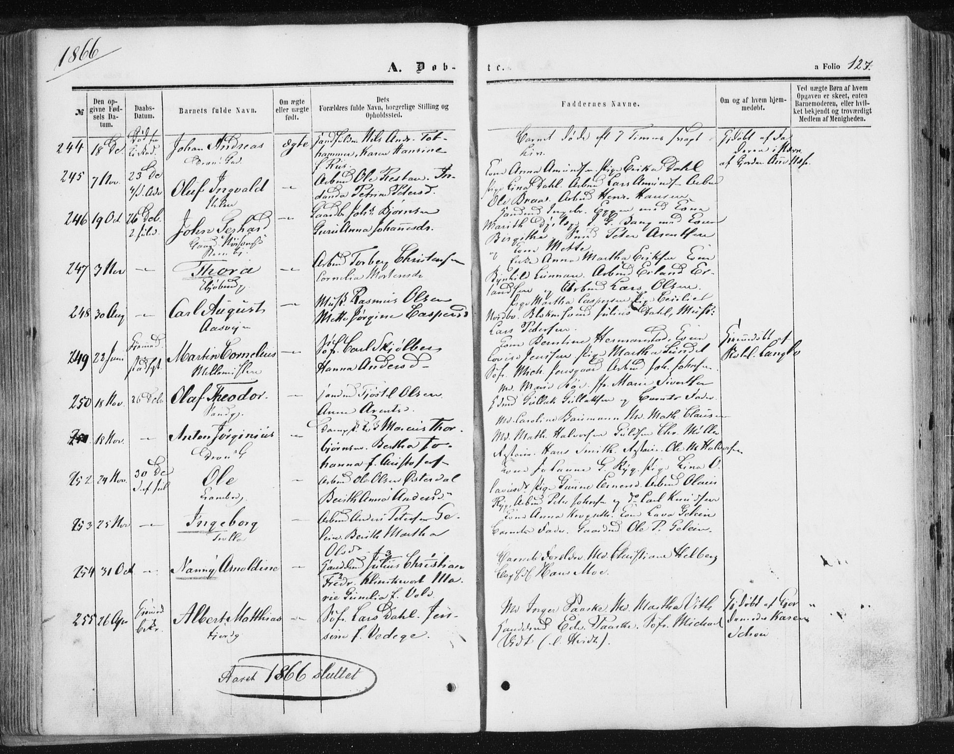 Ministerialprotokoller, klokkerbøker og fødselsregistre - Sør-Trøndelag, AV/SAT-A-1456/602/L0115: Parish register (official) no. 602A13, 1860-1872, p. 127