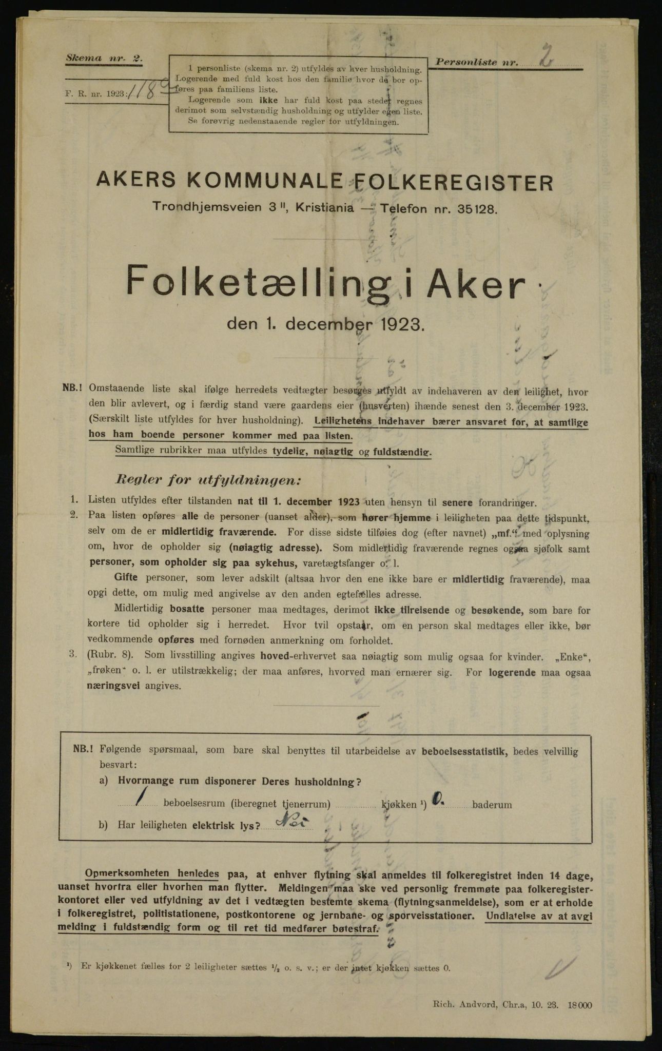 , Municipal Census 1923 for Aker, 1923, p. 37308