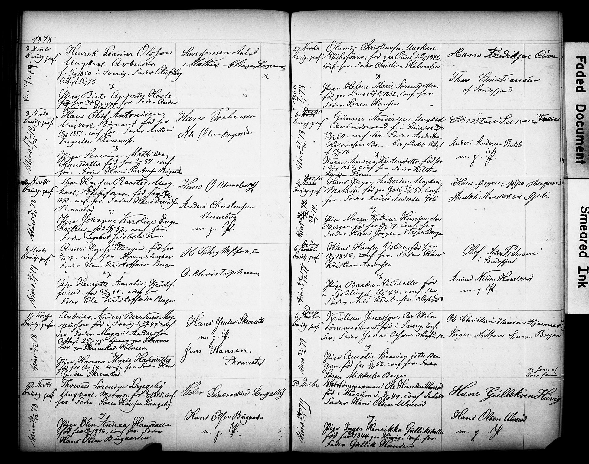 Sandar kirkebøker, AV/SAKO-A-243/H/Ha/L0001: Banns register no. 1, 1859-1880