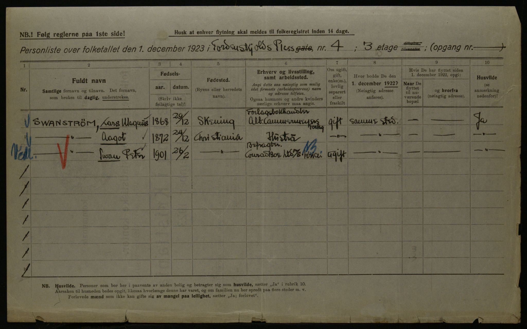 OBA, Municipal Census 1923 for Kristiania, 1923, p. 125647