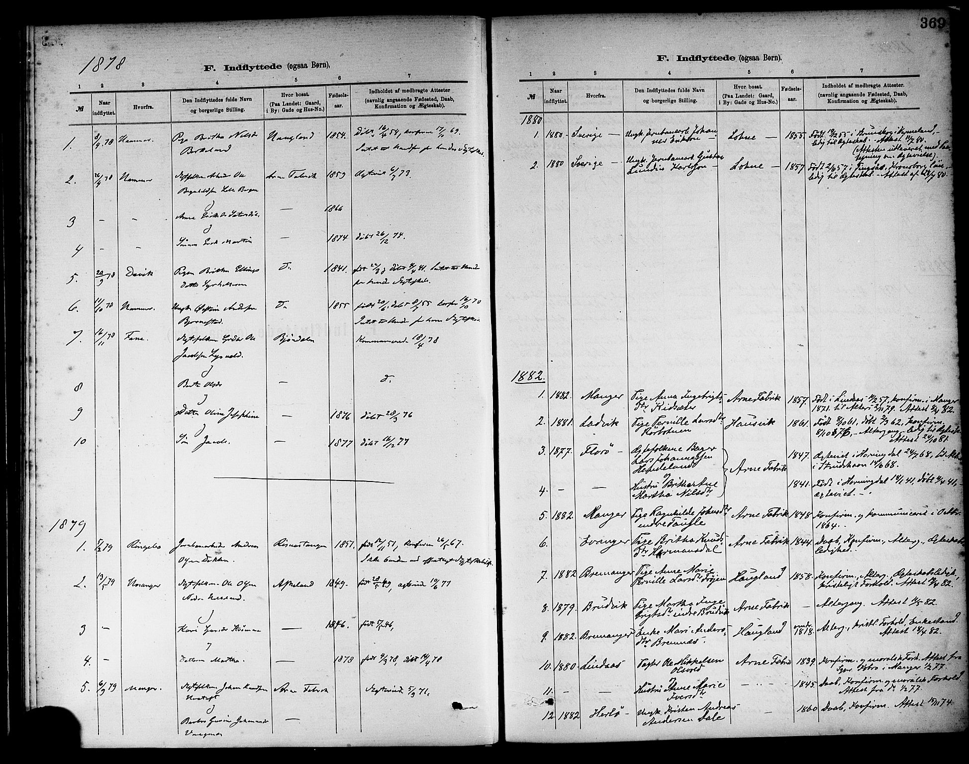 Haus sokneprestembete, SAB/A-75601/H/Haa: Parish register (official) no. A 19II, 1878-1886, p. 369