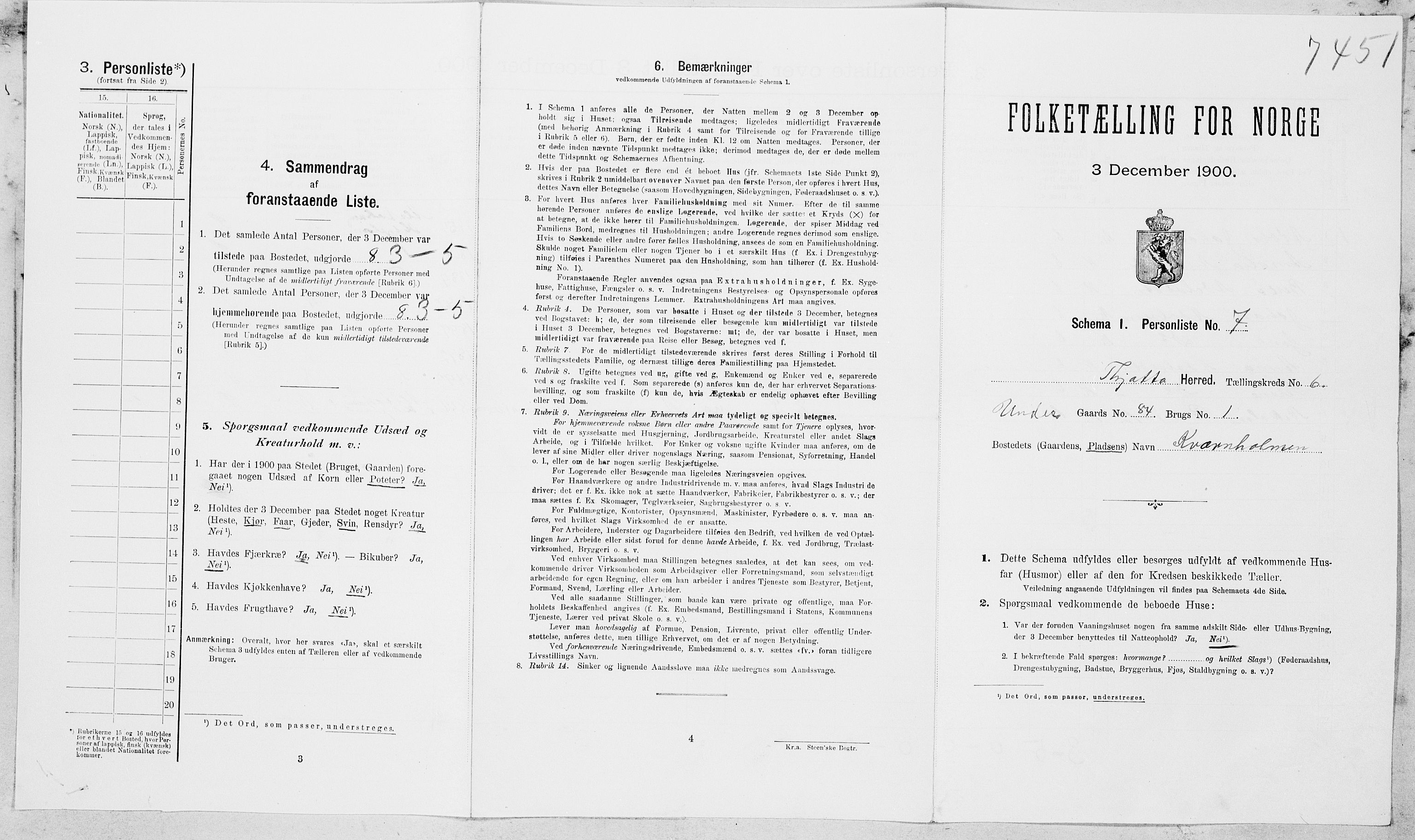 SAT, 1900 census for Tjøtta, 1900, p. 762