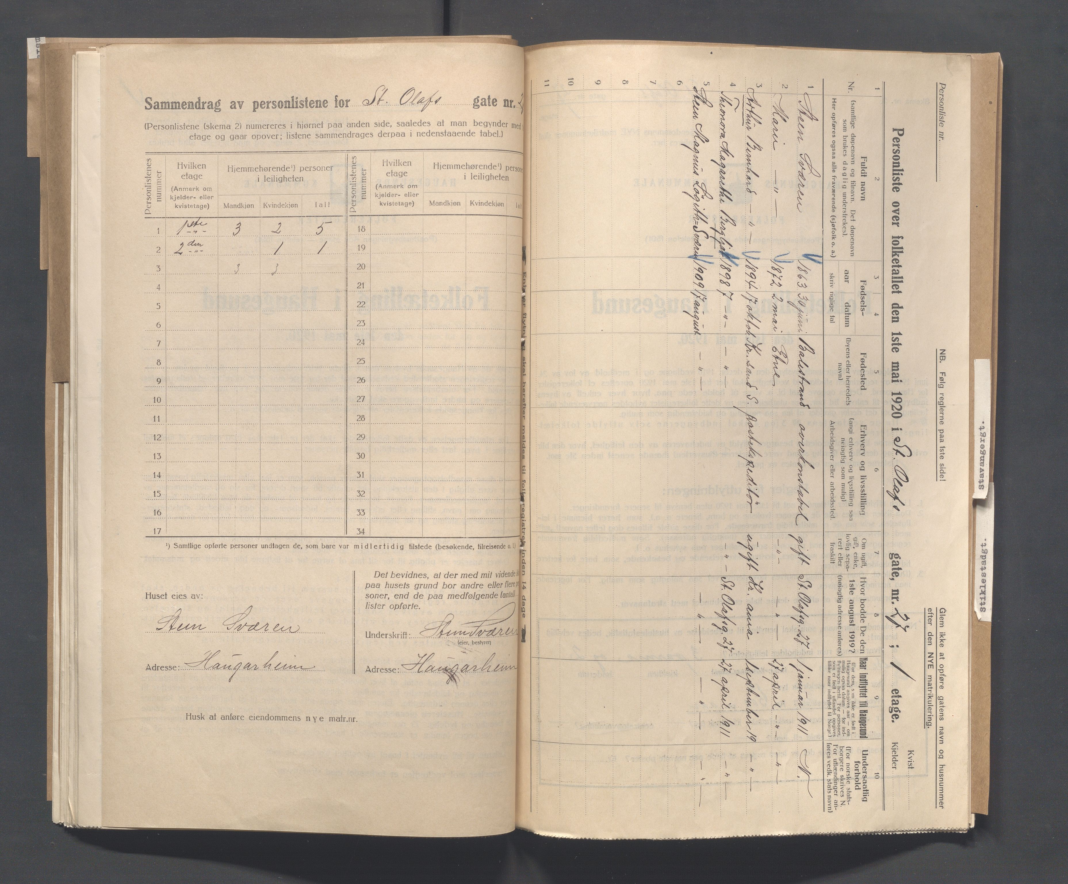 IKAR, Local census 1.5.1920 for Haugesund, 1920, p. 4078
