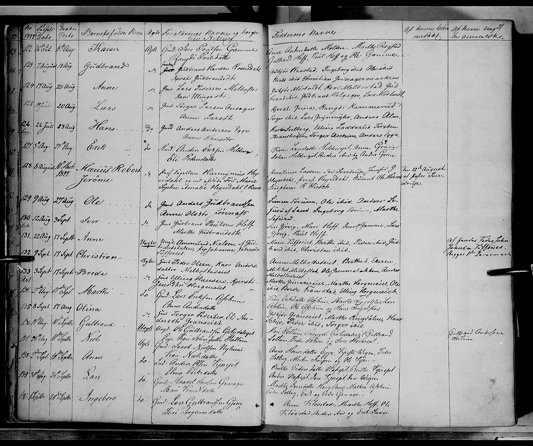 Gran prestekontor, SAH/PREST-112/H/Ha/Haa/L0011: Parish register (official) no. 11, 1842-1856, p. 26-27