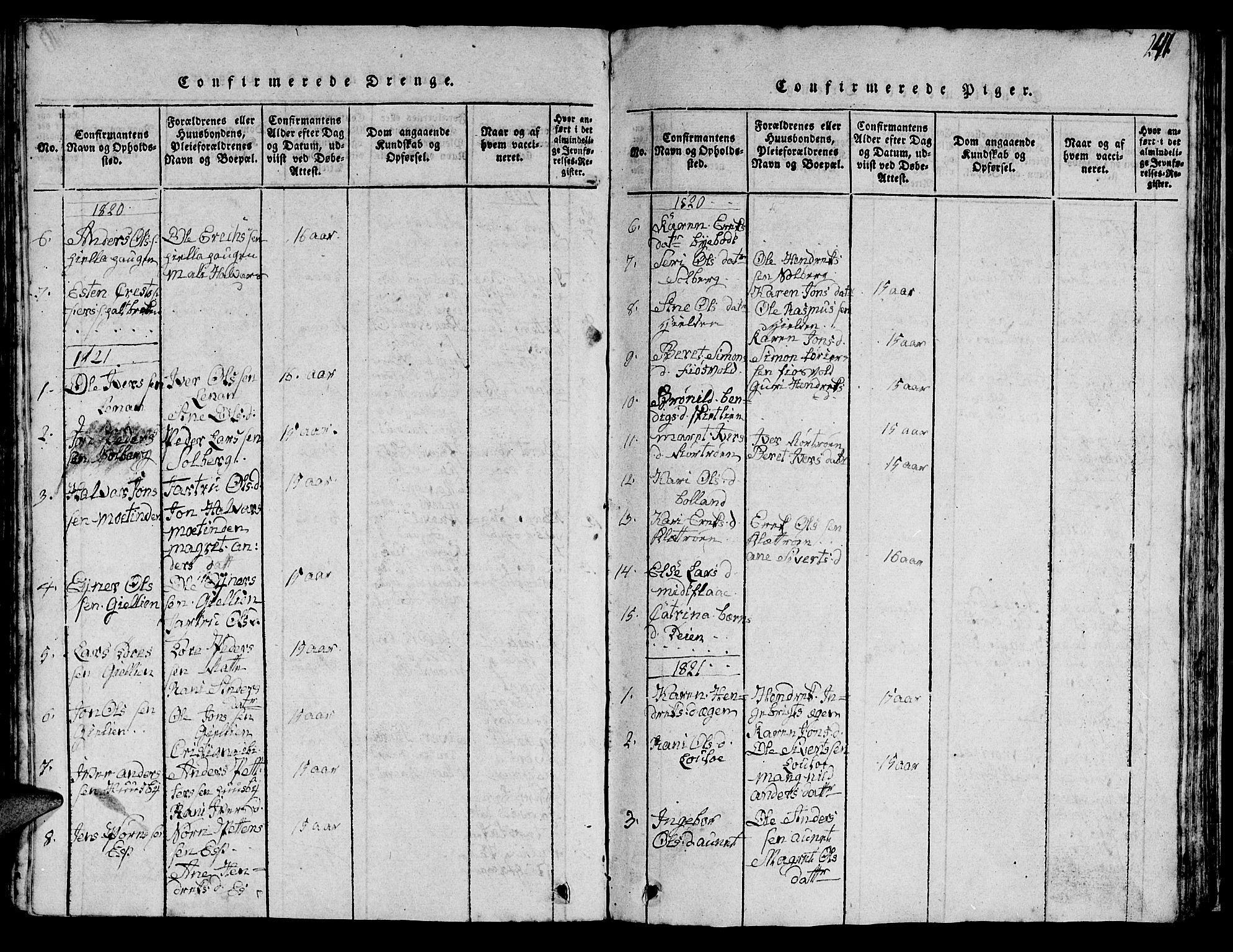 Ministerialprotokoller, klokkerbøker og fødselsregistre - Sør-Trøndelag, SAT/A-1456/613/L0393: Parish register (copy) no. 613C01, 1816-1886, p. 241