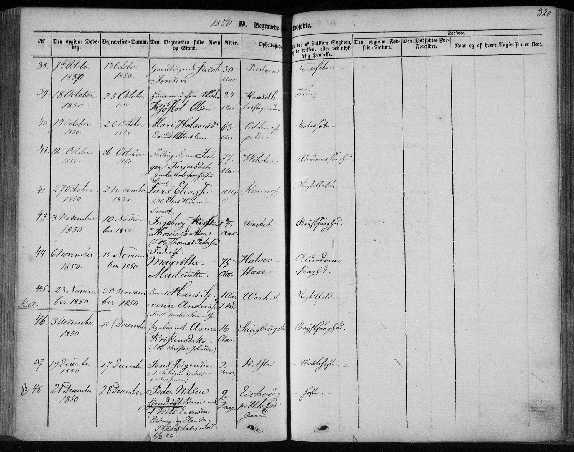 Holla kirkebøker, AV/SAKO-A-272/F/Fa/L0005: Parish register (official) no. 5, 1849-1860, p. 320