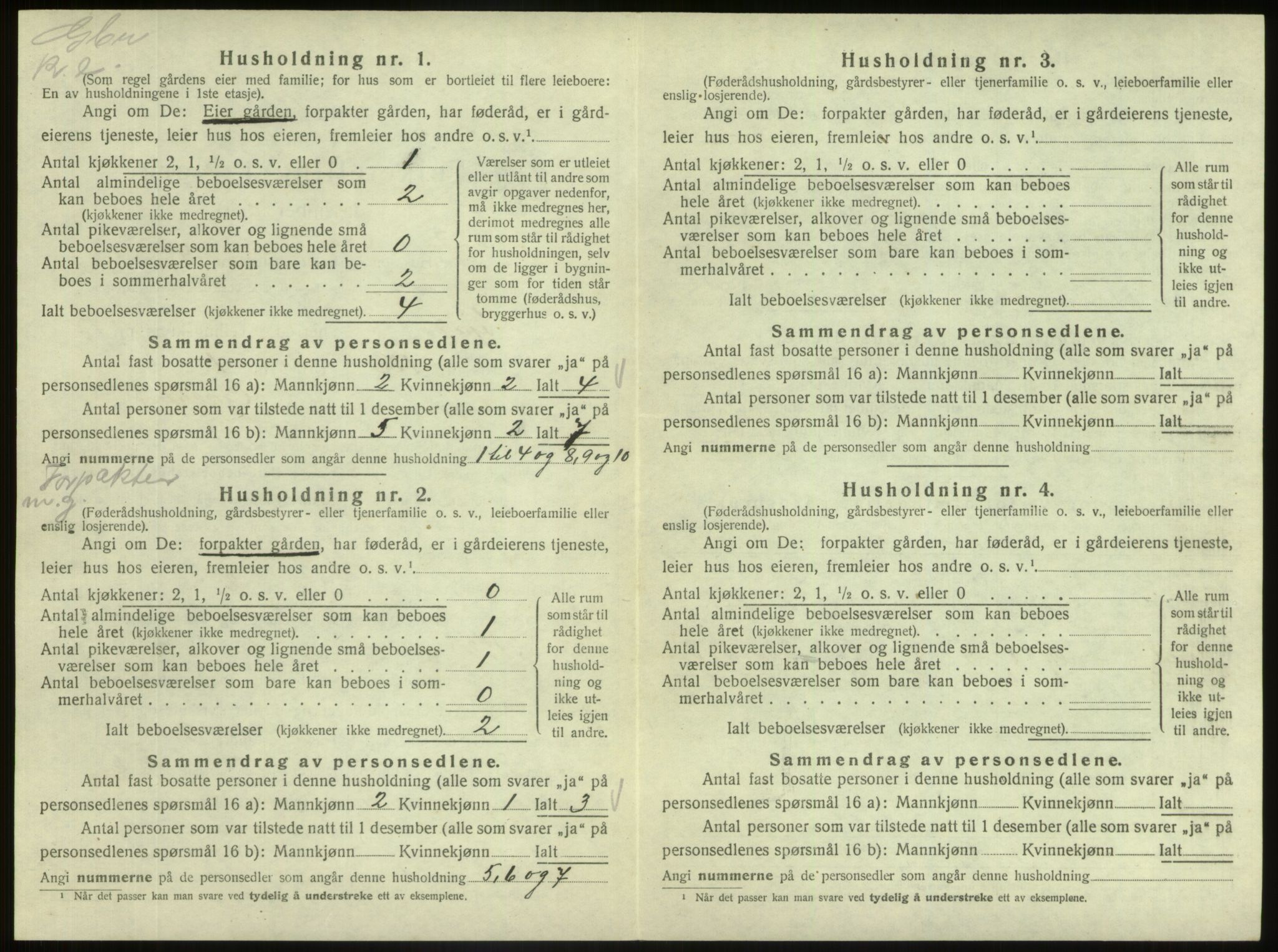 SAB, 1920 census for Fjaler, 1920, p. 1323