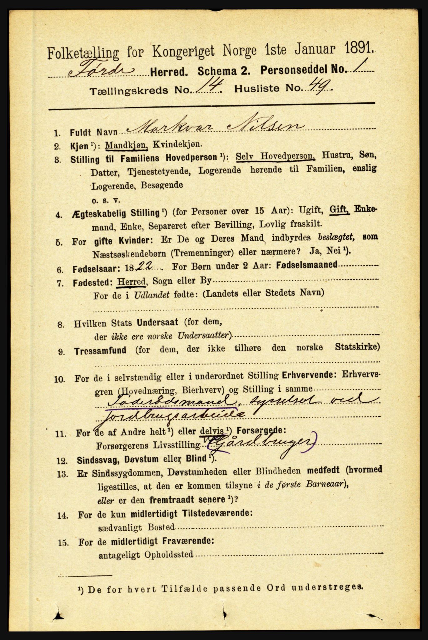 RA, 1891 census for 1432 Førde, 1891, p. 5419