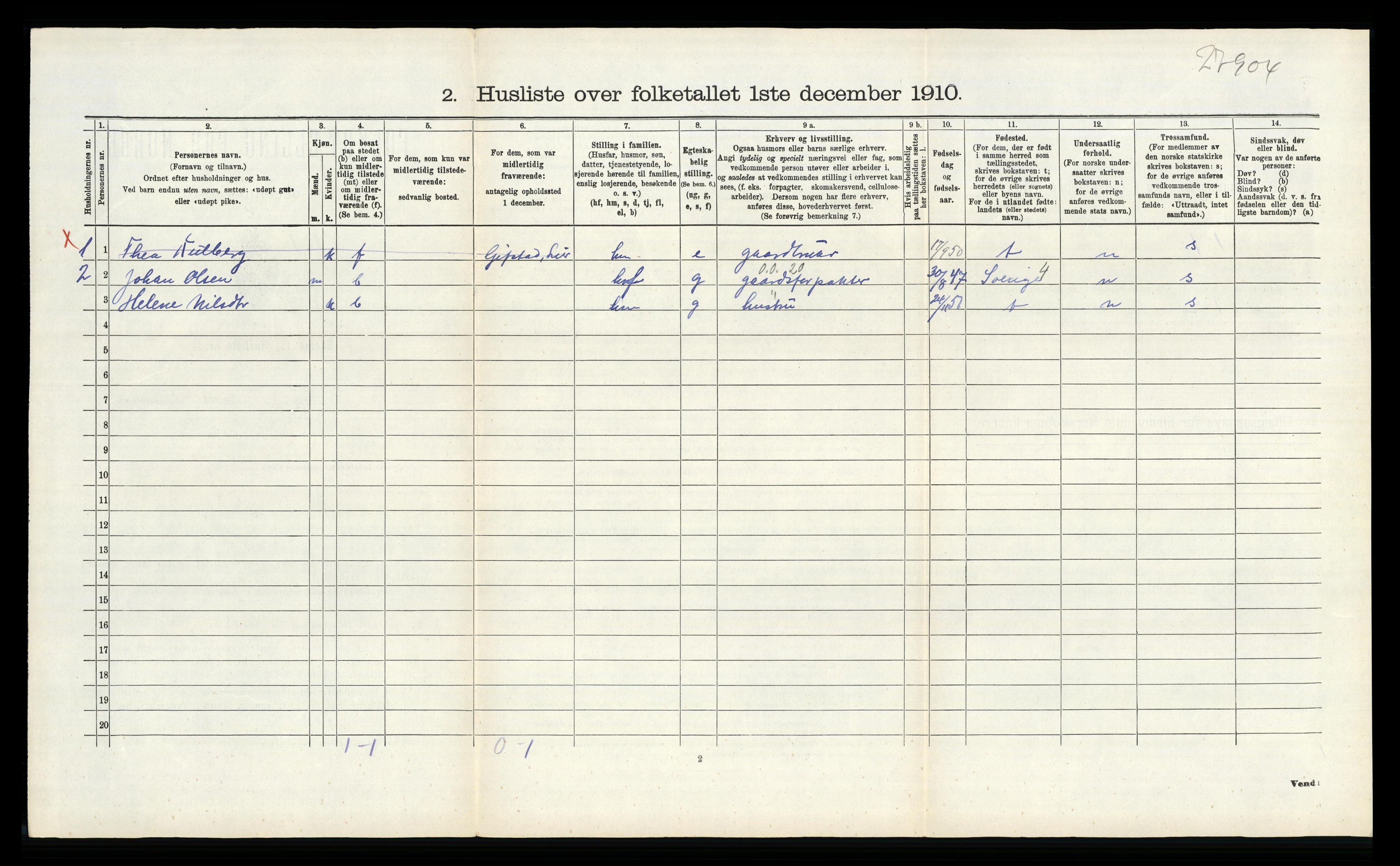 RA, 1910 census for Lier, 1910, p. 1519