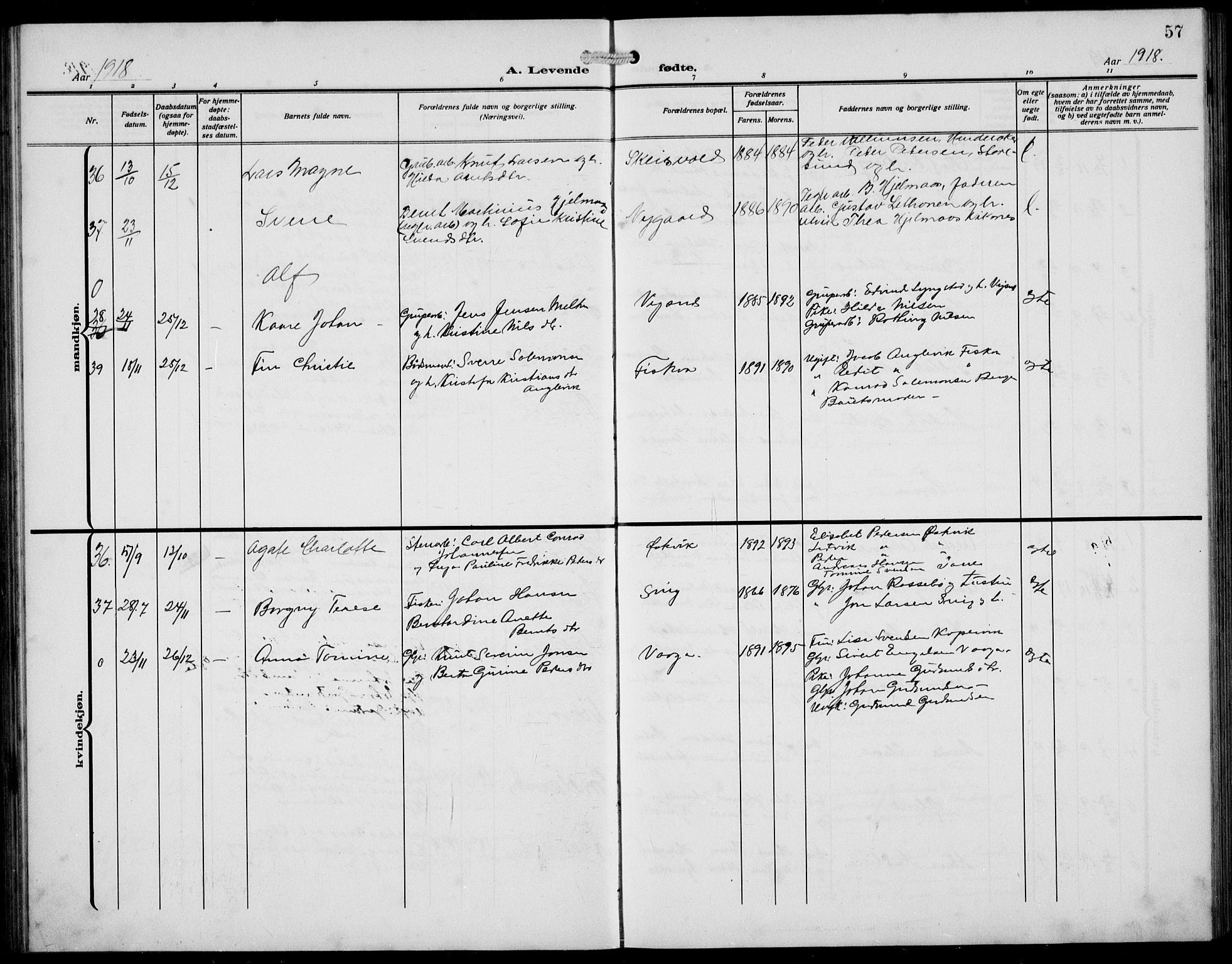 Avaldsnes sokneprestkontor, AV/SAST-A -101851/H/Ha/Hab/L0008: Parish register (copy) no. B 8, 1910-1939, p. 57