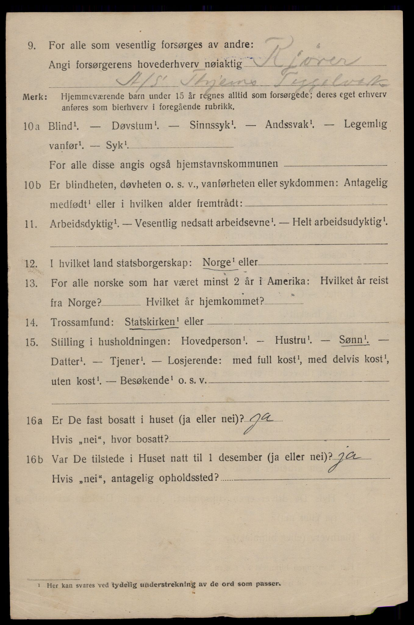 SAT, 1920 census for Trondheim, 1920, p. 82867