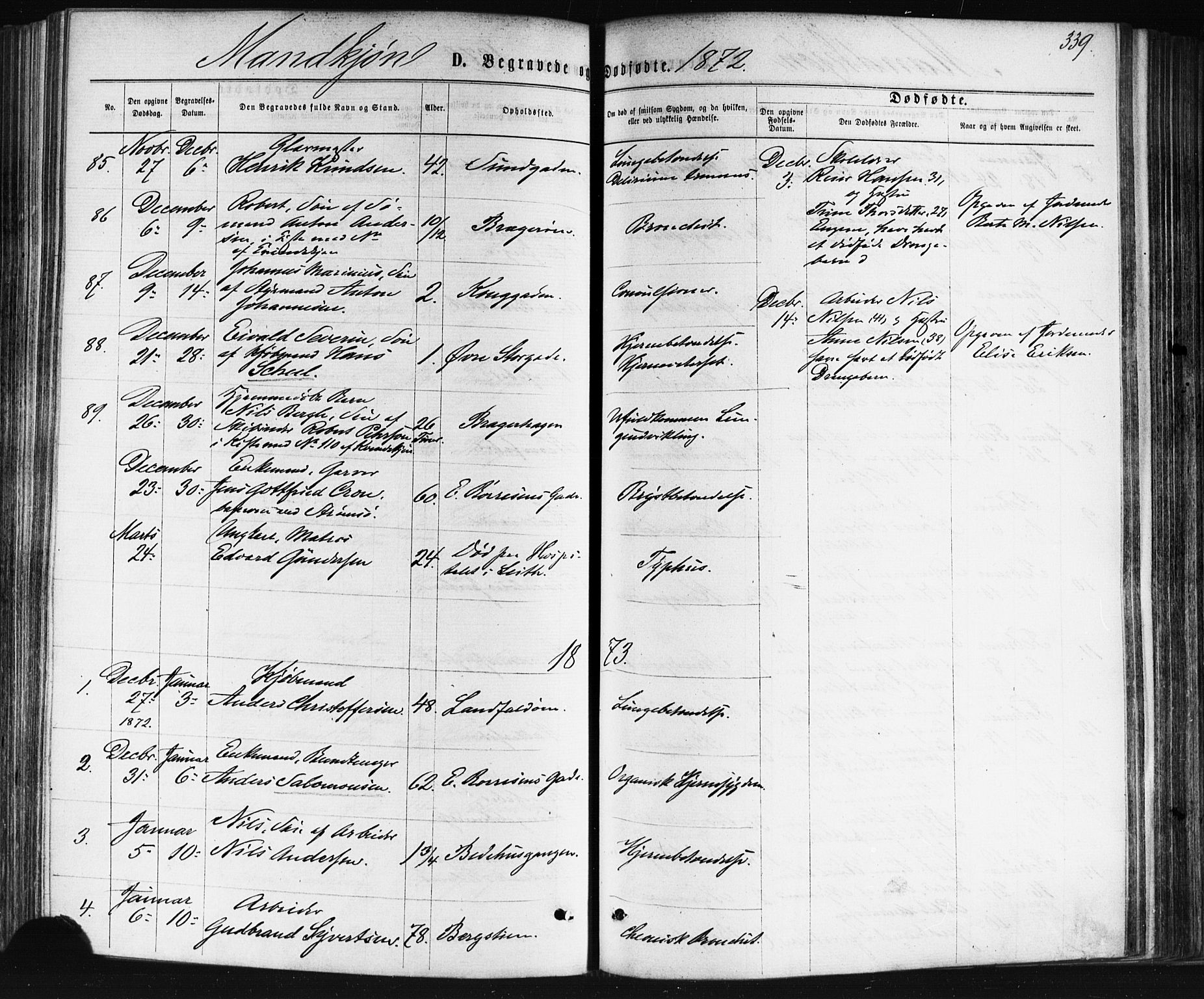 Bragernes kirkebøker, SAKO/A-6/F/Fb/L0004: Parish register (official) no. II 4, 1869-1875, p. 339