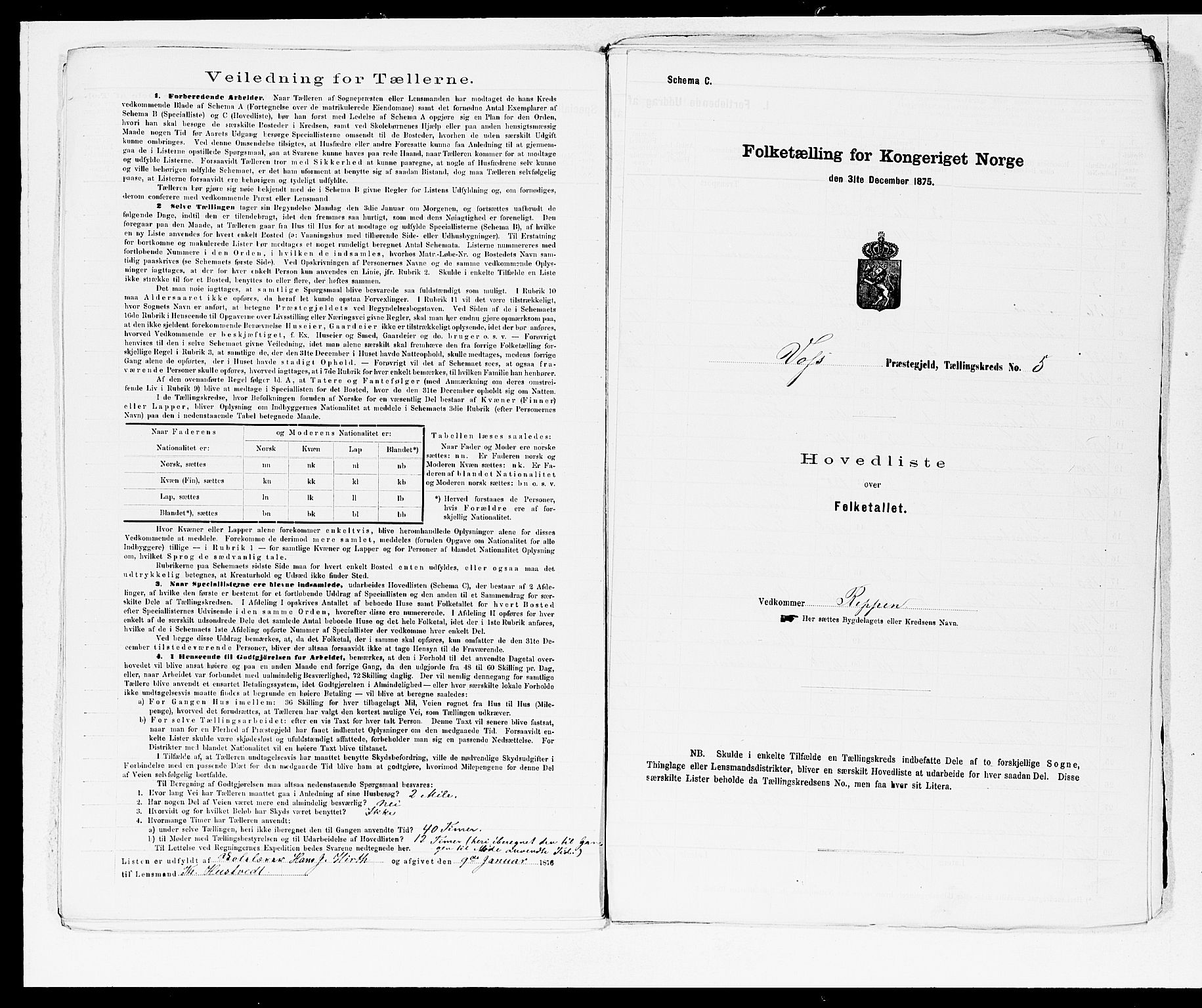 SAB, 1875 census for 1235P Voss, 1875, p. 12