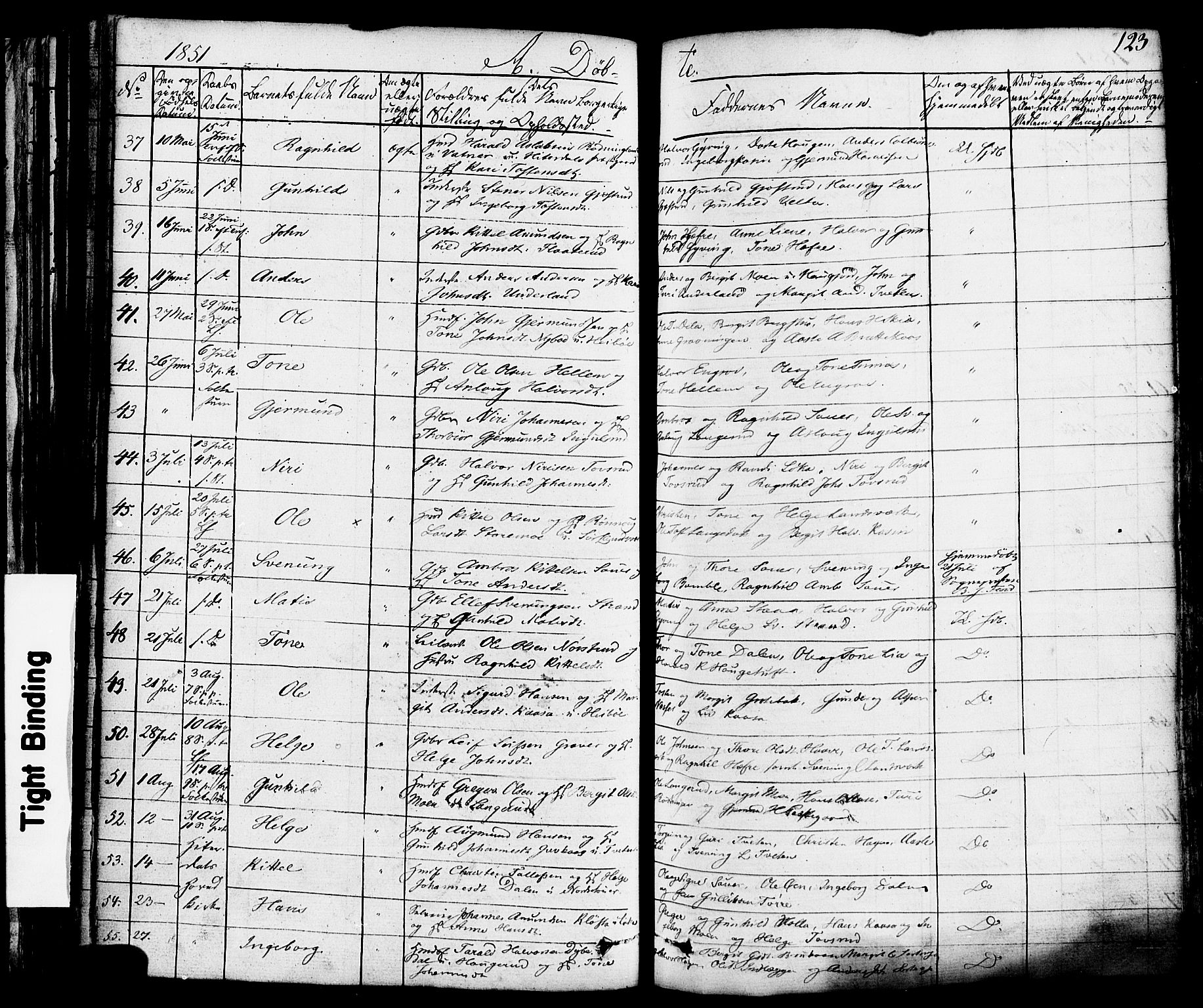 Heddal kirkebøker, AV/SAKO-A-268/F/Fa/L0006: Parish register (official) no. I 6, 1837-1854, p. 123