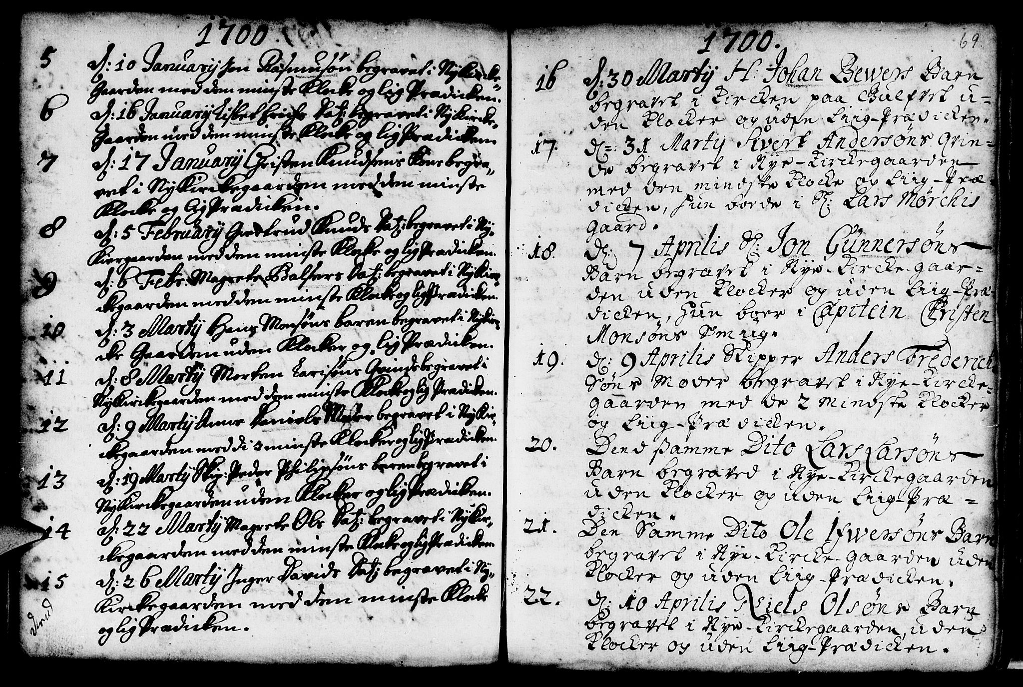 Nykirken Sokneprestembete, AV/SAB-A-77101/H/Haa/L0009: Parish register (official) no. A 9, 1689-1759, p. 69