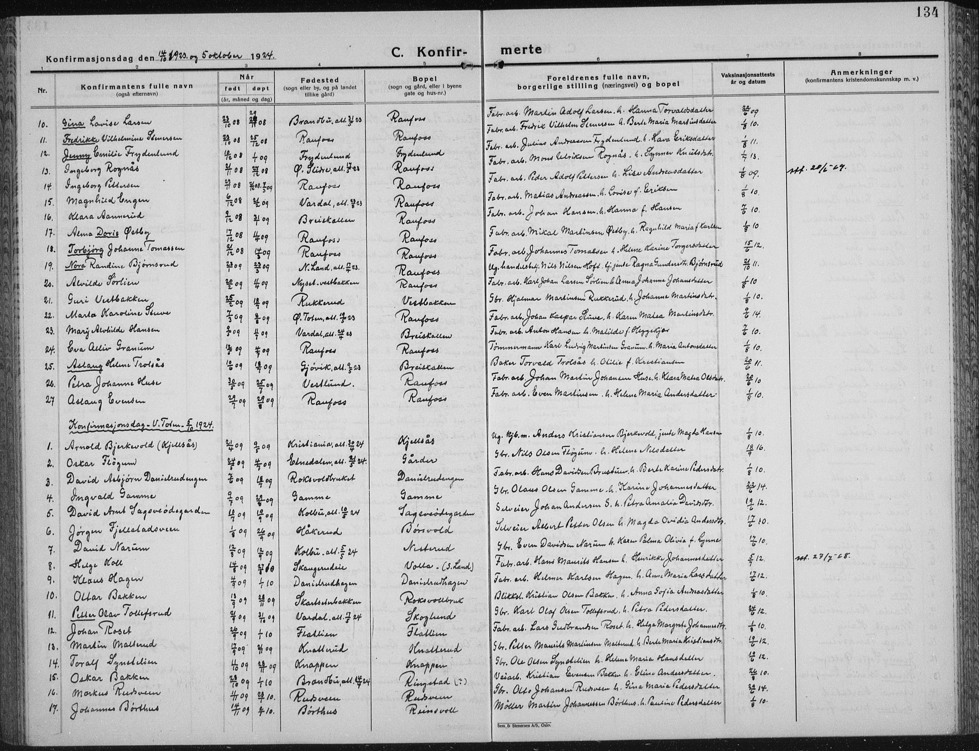 Vestre Toten prestekontor, SAH/PREST-108/H/Ha/Hab/L0018: Parish register (copy) no. 18, 1928-1941, p. 134