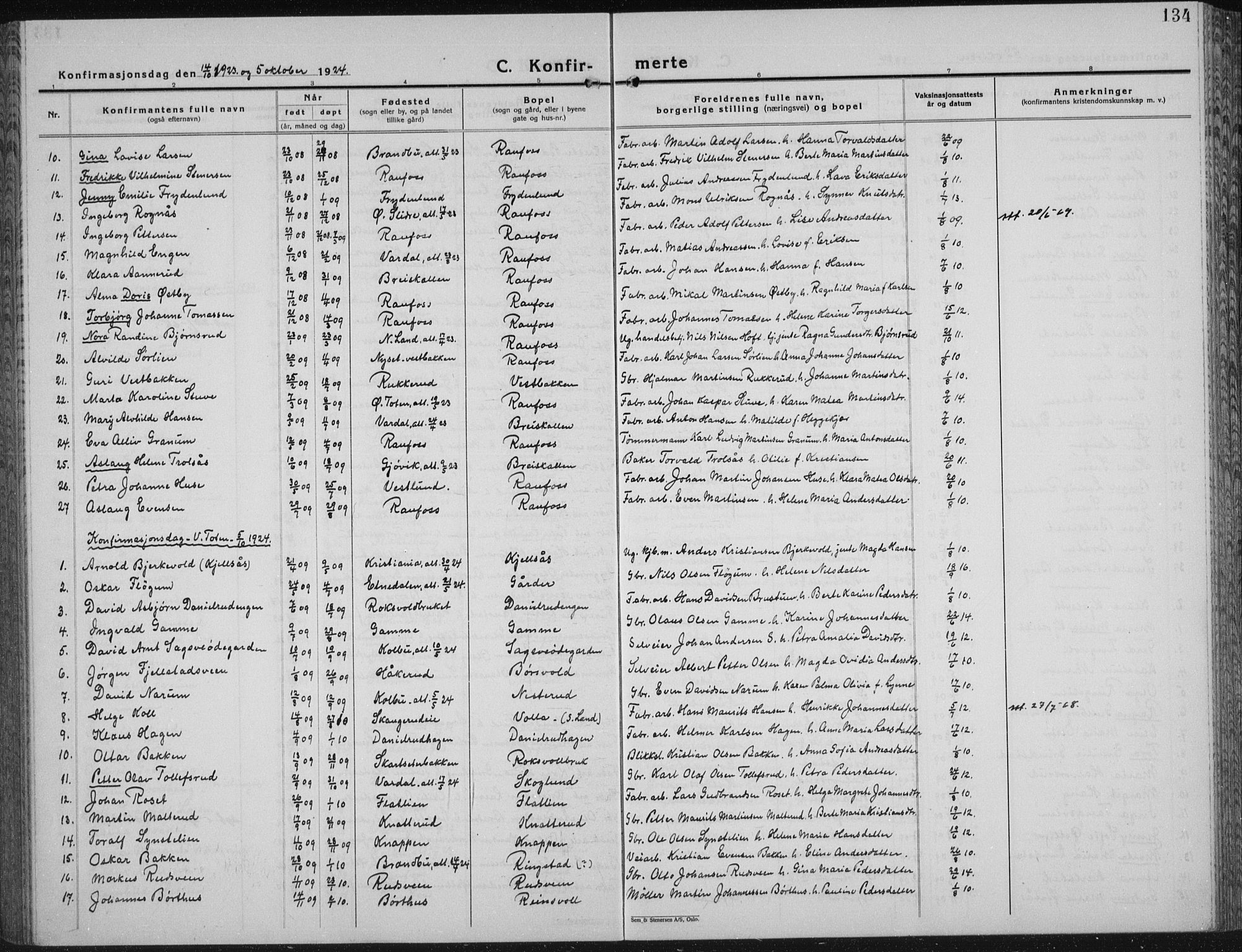 Vestre Toten prestekontor, AV/SAH-PREST-108/H/Ha/Hab/L0018: Parish register (copy) no. 18, 1928-1941, p. 134