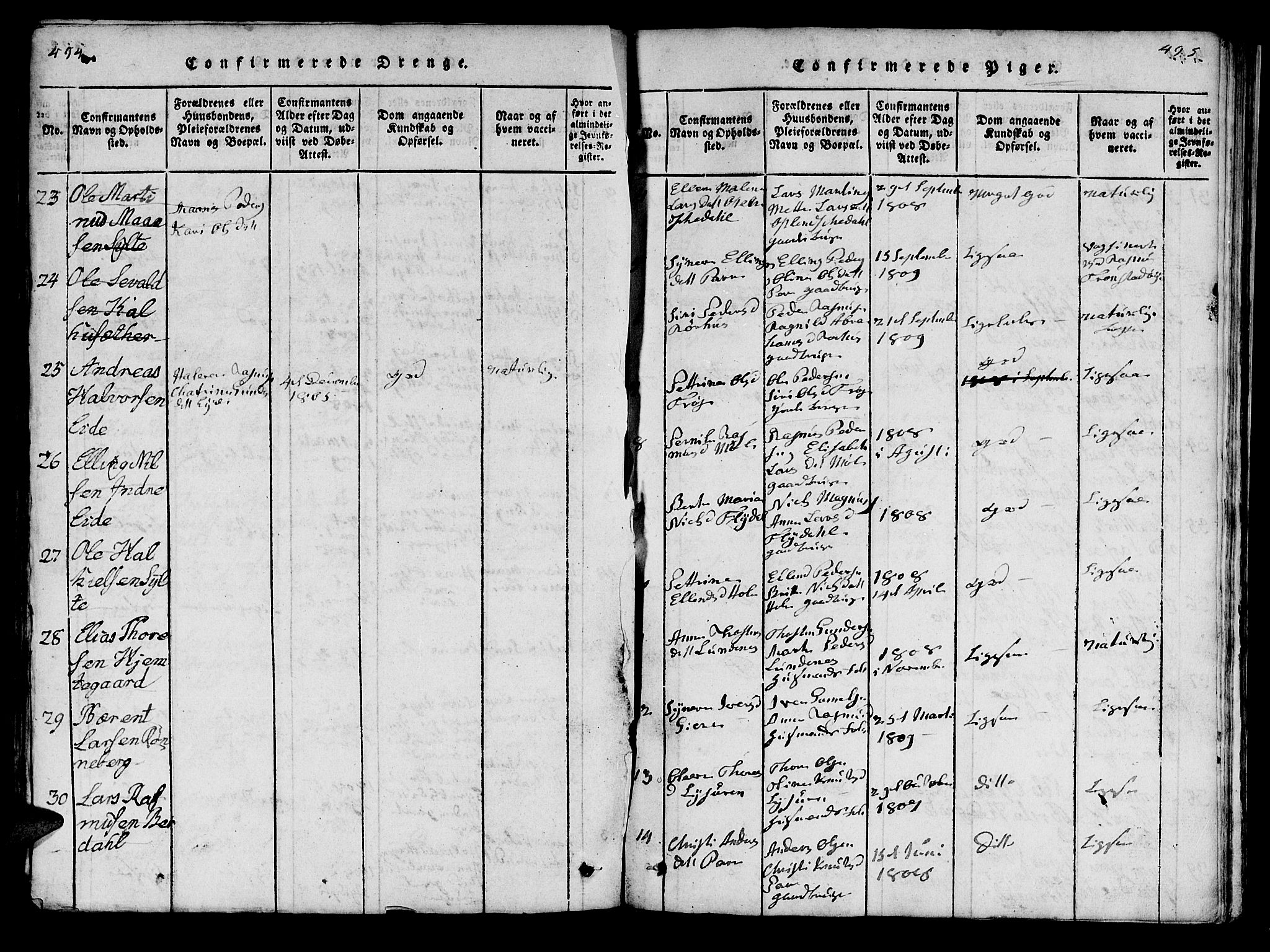 Ministerialprotokoller, klokkerbøker og fødselsregistre - Møre og Romsdal, SAT/A-1454/519/L0246: Parish register (official) no. 519A05, 1817-1834, p. 494-495