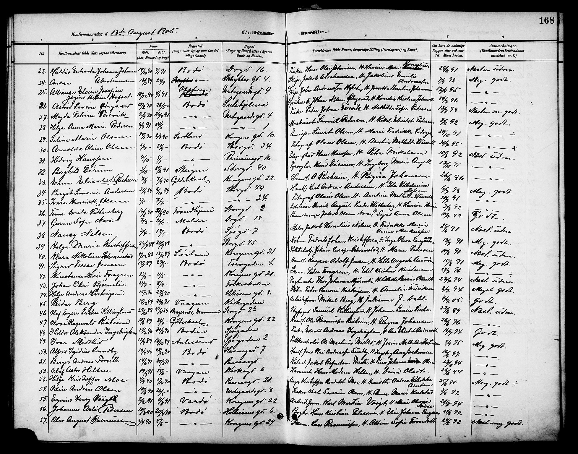 Ministerialprotokoller, klokkerbøker og fødselsregistre - Nordland, SAT/A-1459/801/L0033: Parish register (copy) no. 801C08, 1898-1910, p. 168