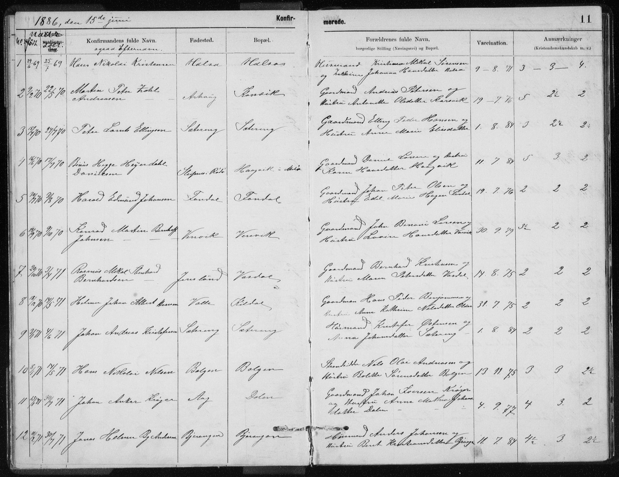 Ministerialprotokoller, klokkerbøker og fødselsregistre - Nordland, SAT/A-1459/843/L0637: Parish register (copy) no. 843C06, 1884-1908, p. 11