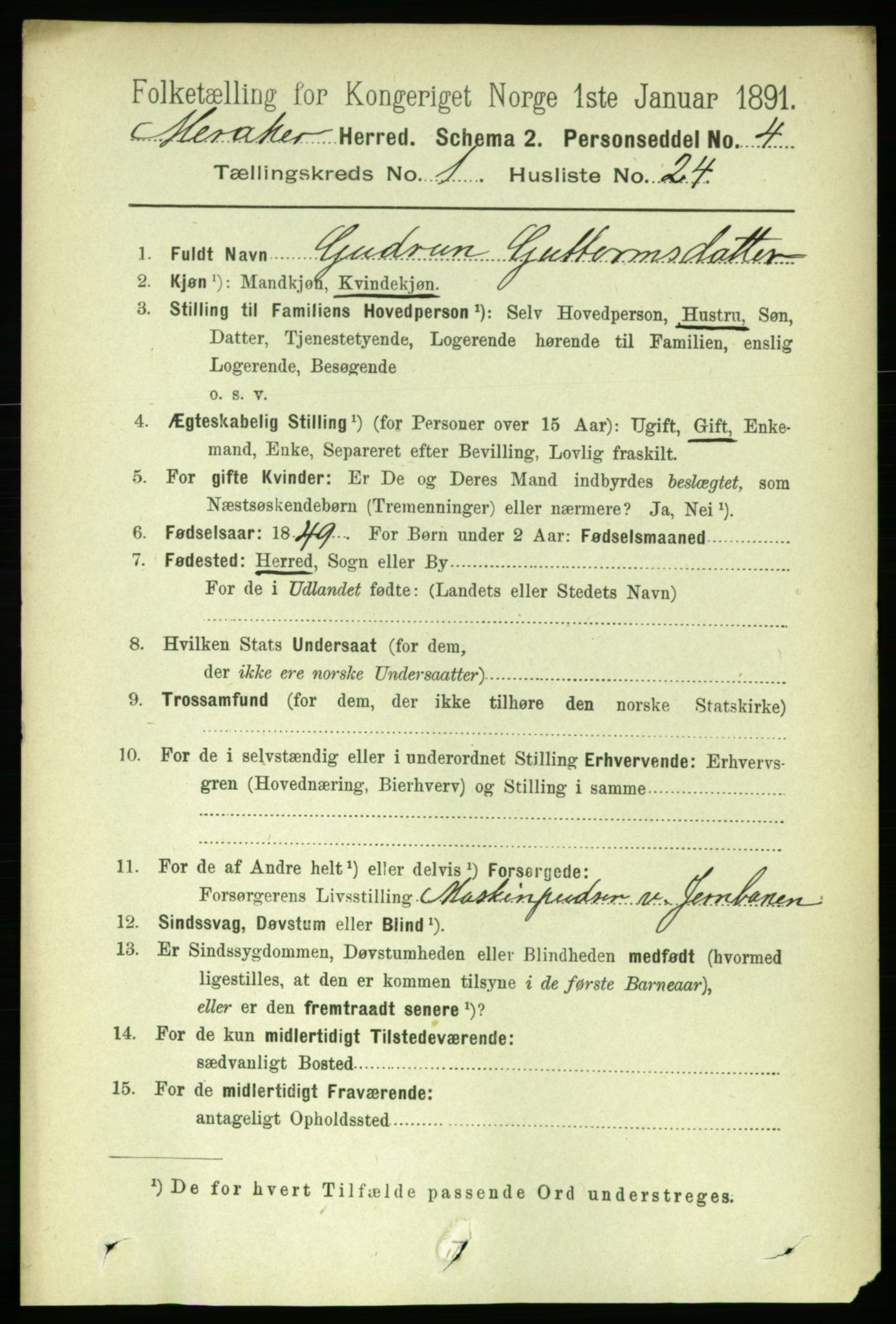 RA, 1891 census for 1711 Meråker, 1891, p. 257