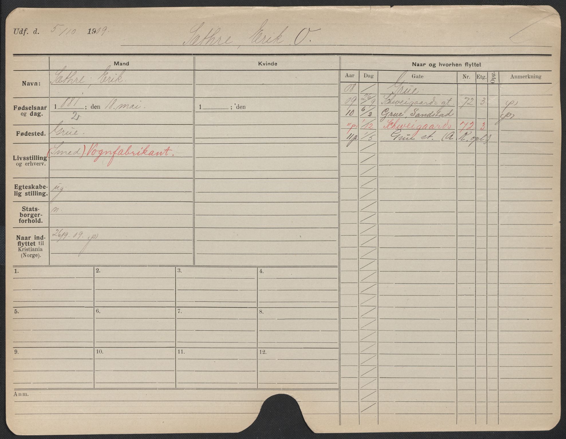 Oslo folkeregister, Registerkort, SAO/A-11715/F/Fa/Fac/L0010: Menn, 1906-1914, p. 1103a